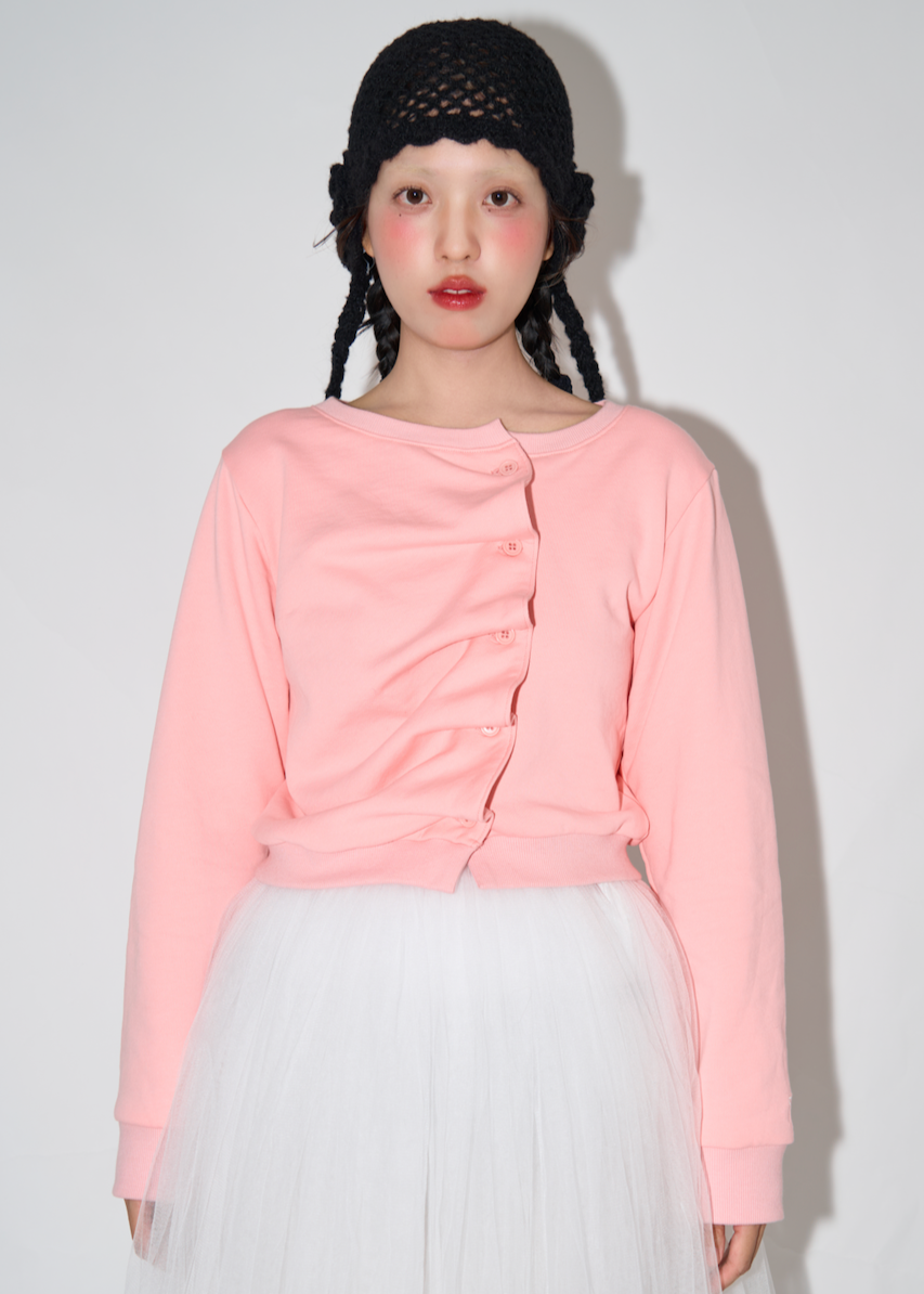 button up sweatshirt-PINK