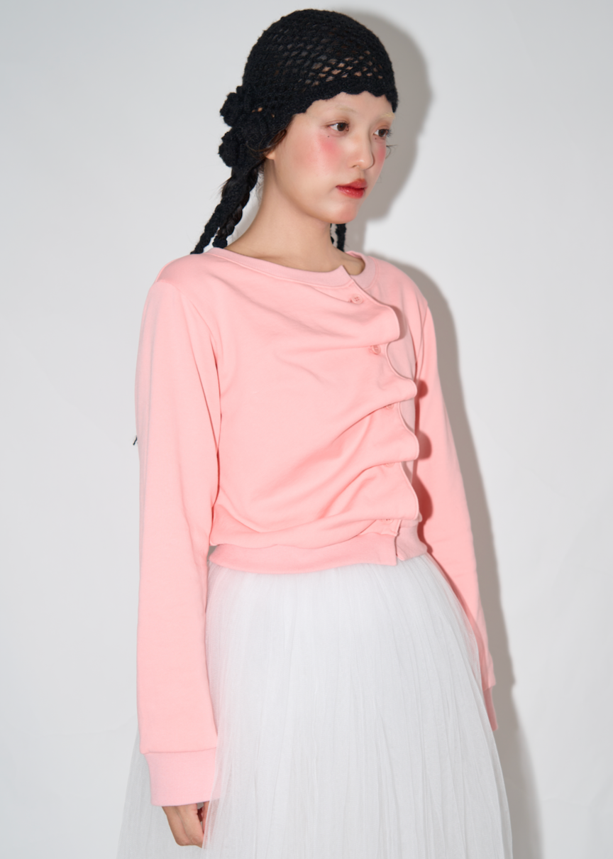 button up sweatshirt-PINK