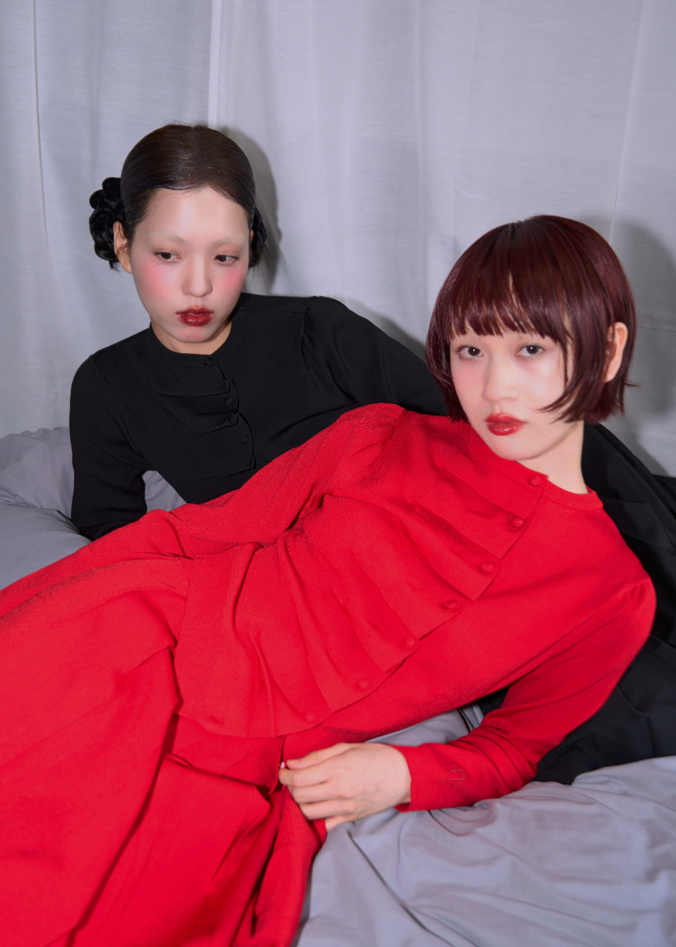 button up knit-RED