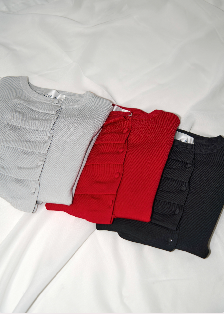 button up knit-RED