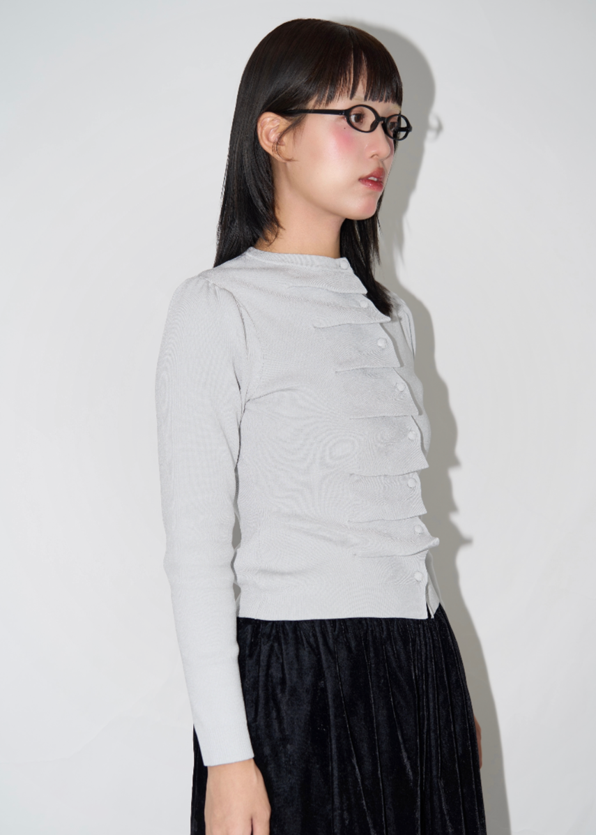 button up knit-GRAY