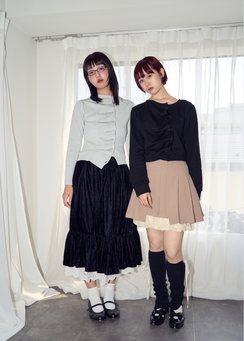 button up knit-GRAY