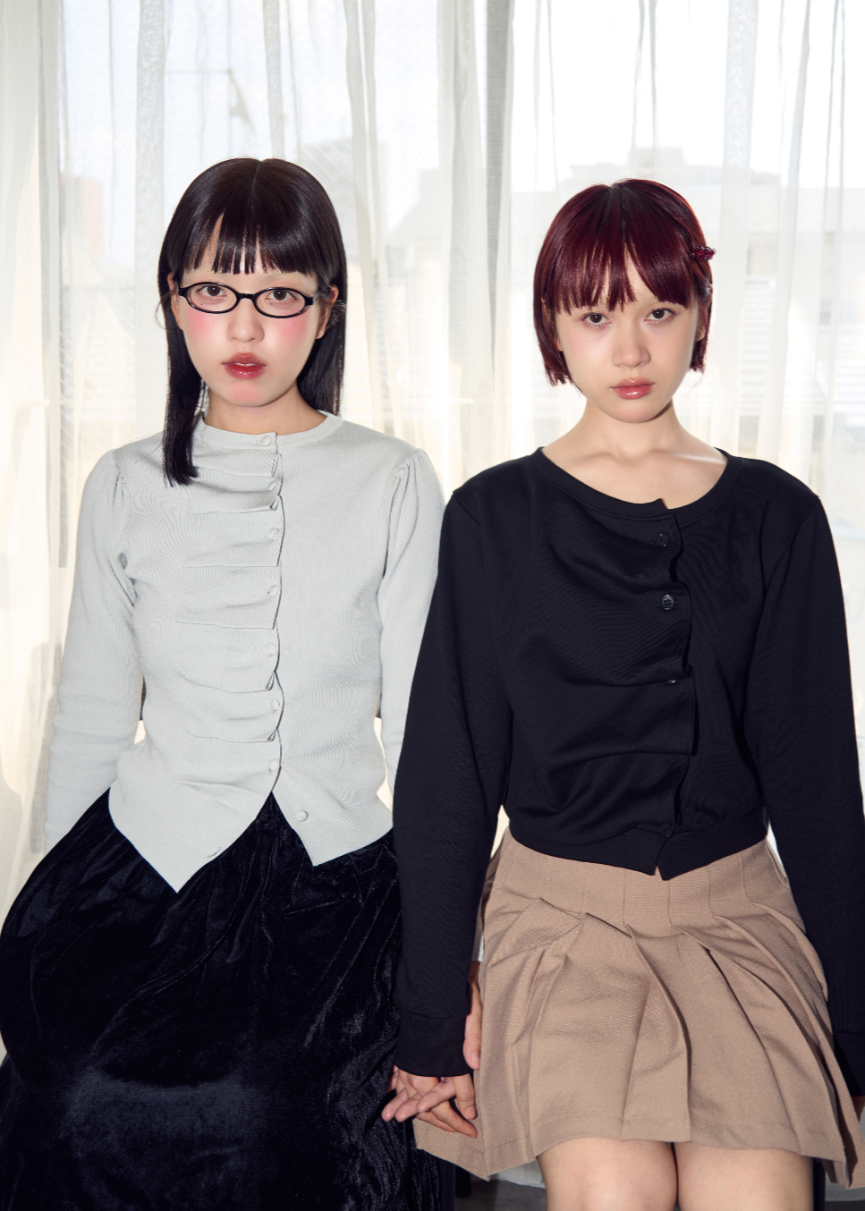 button up knit-GRAY