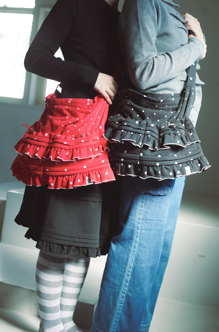 dot frill 2-way tote bag