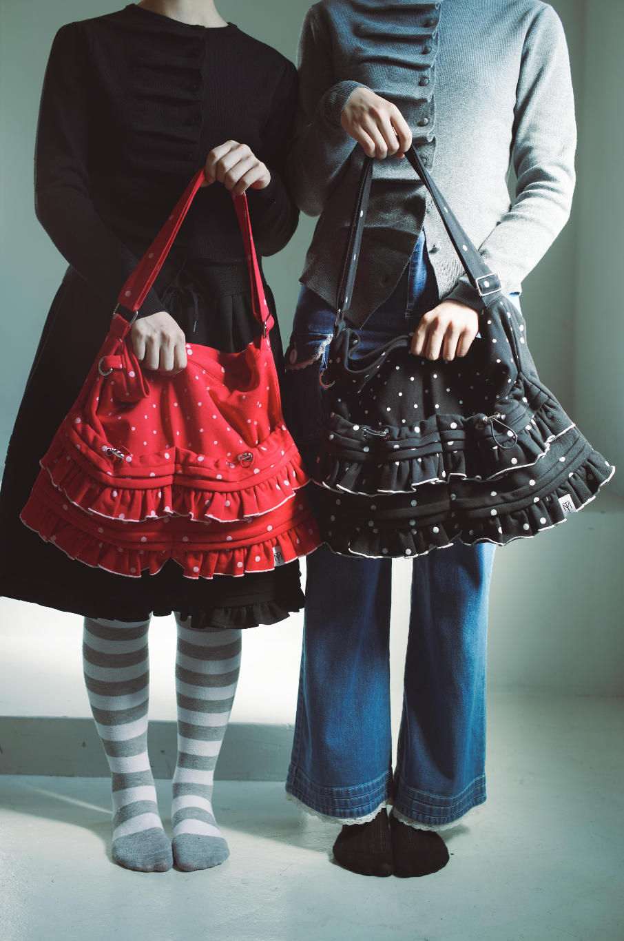 dot frill 2-way tote bag