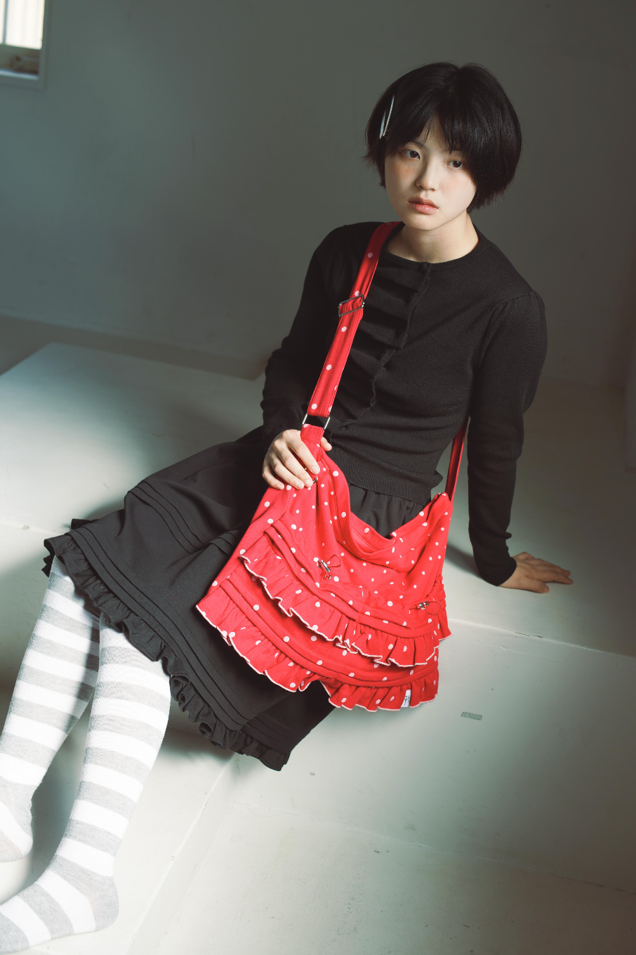 dot frill 2-way tote bag