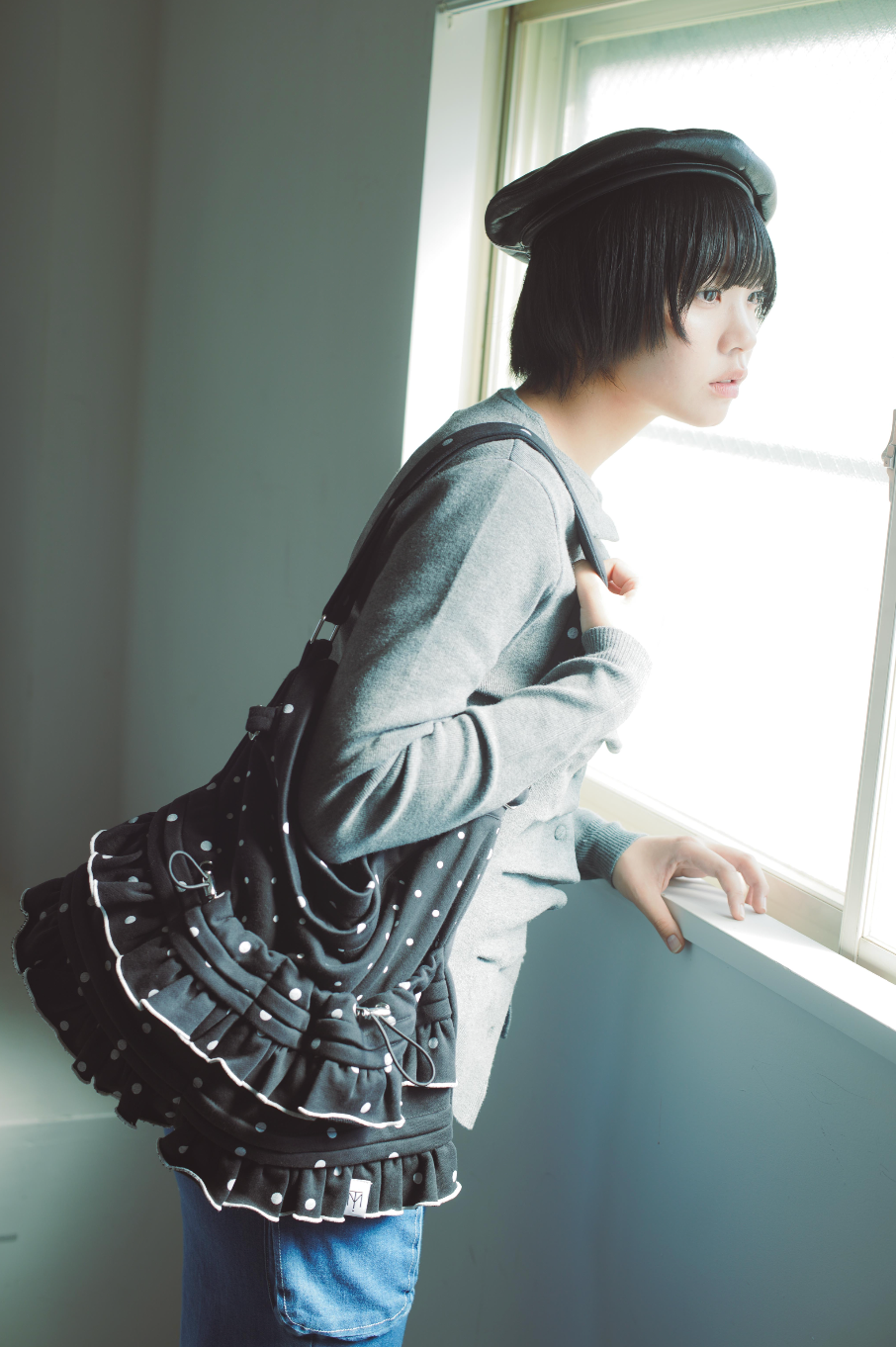dot frill 2-way tote bag
