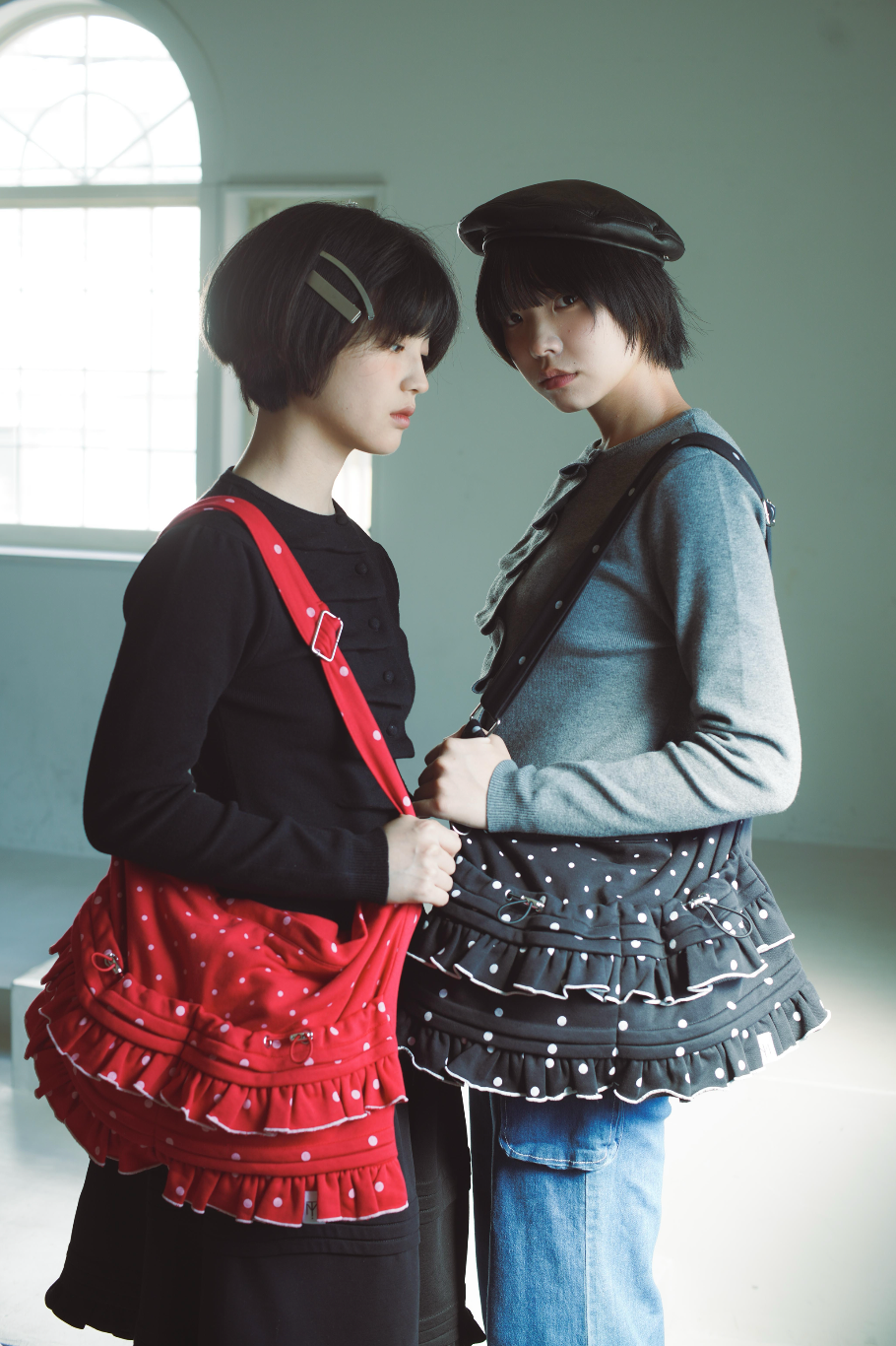 dot frill 2-way tote bag