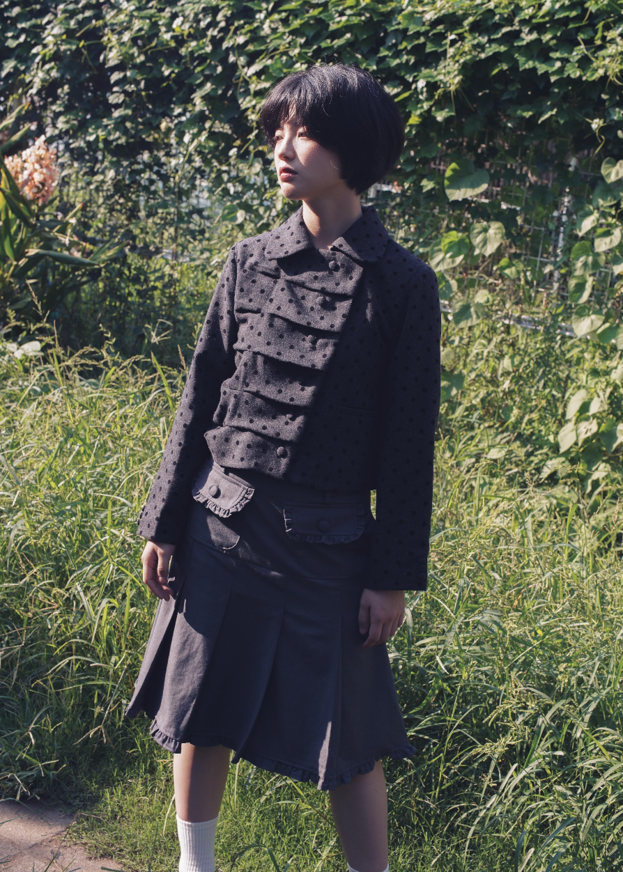 button up wool jacket-DOT