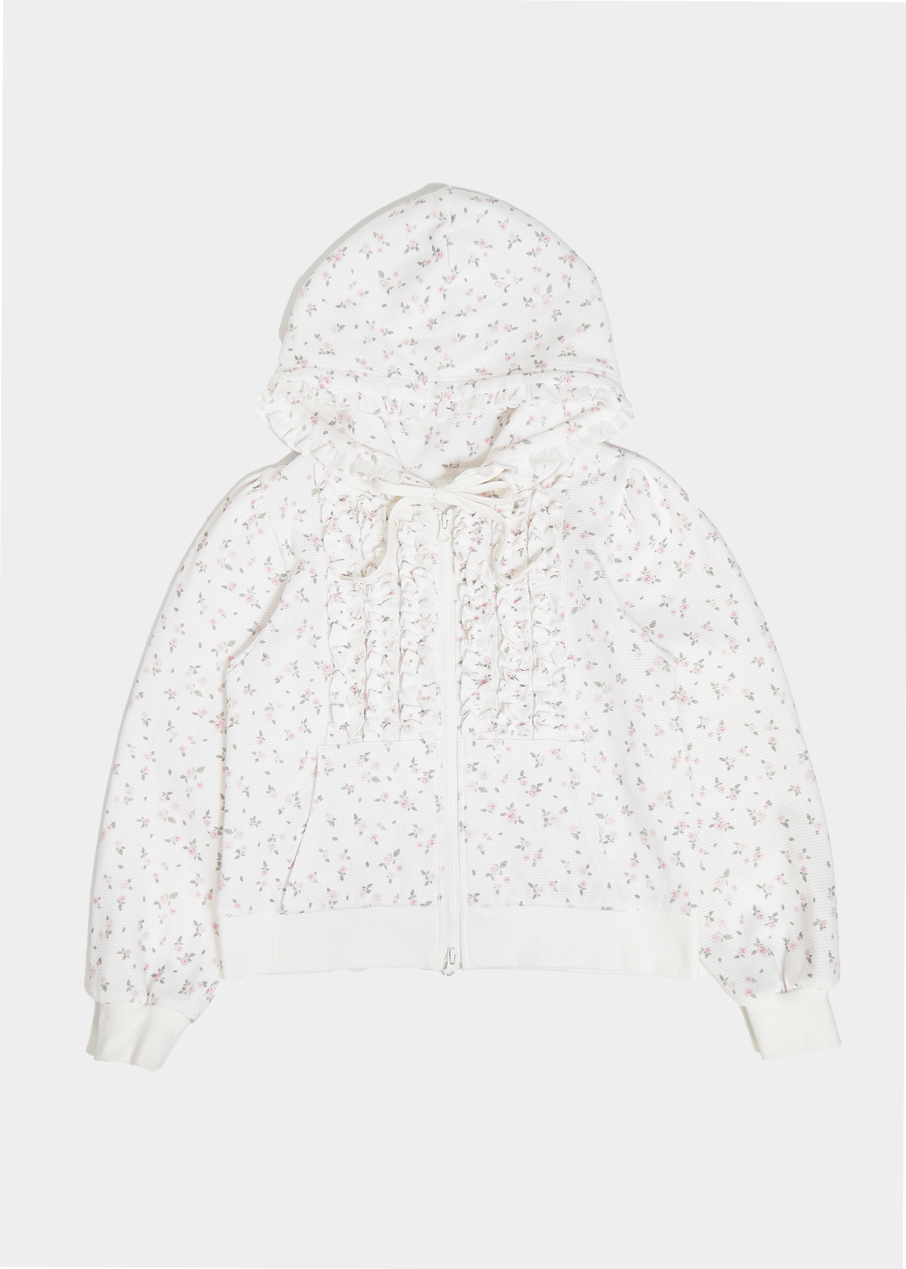 flower waffle zip hoodie