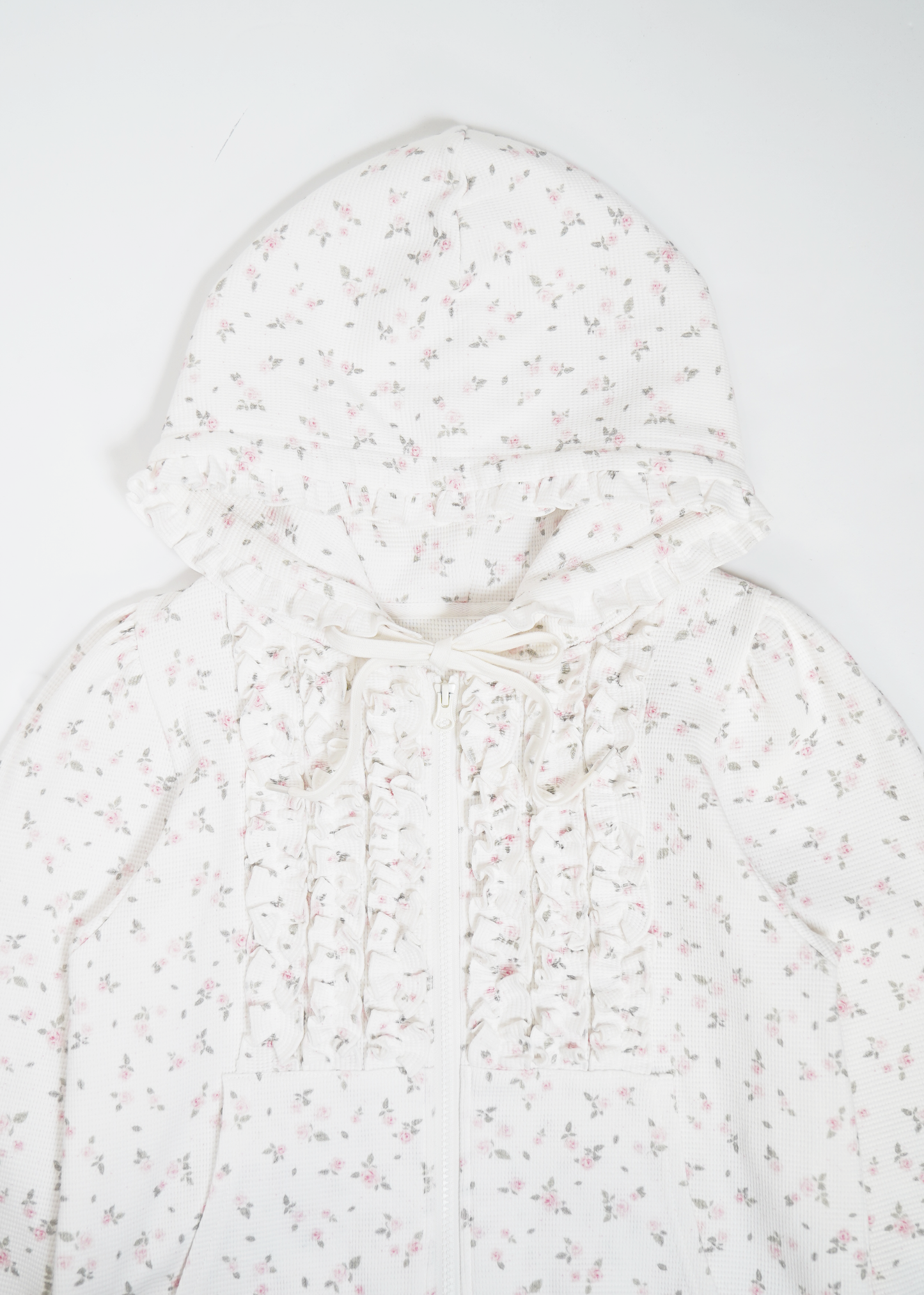 flower waffle zip hoodie