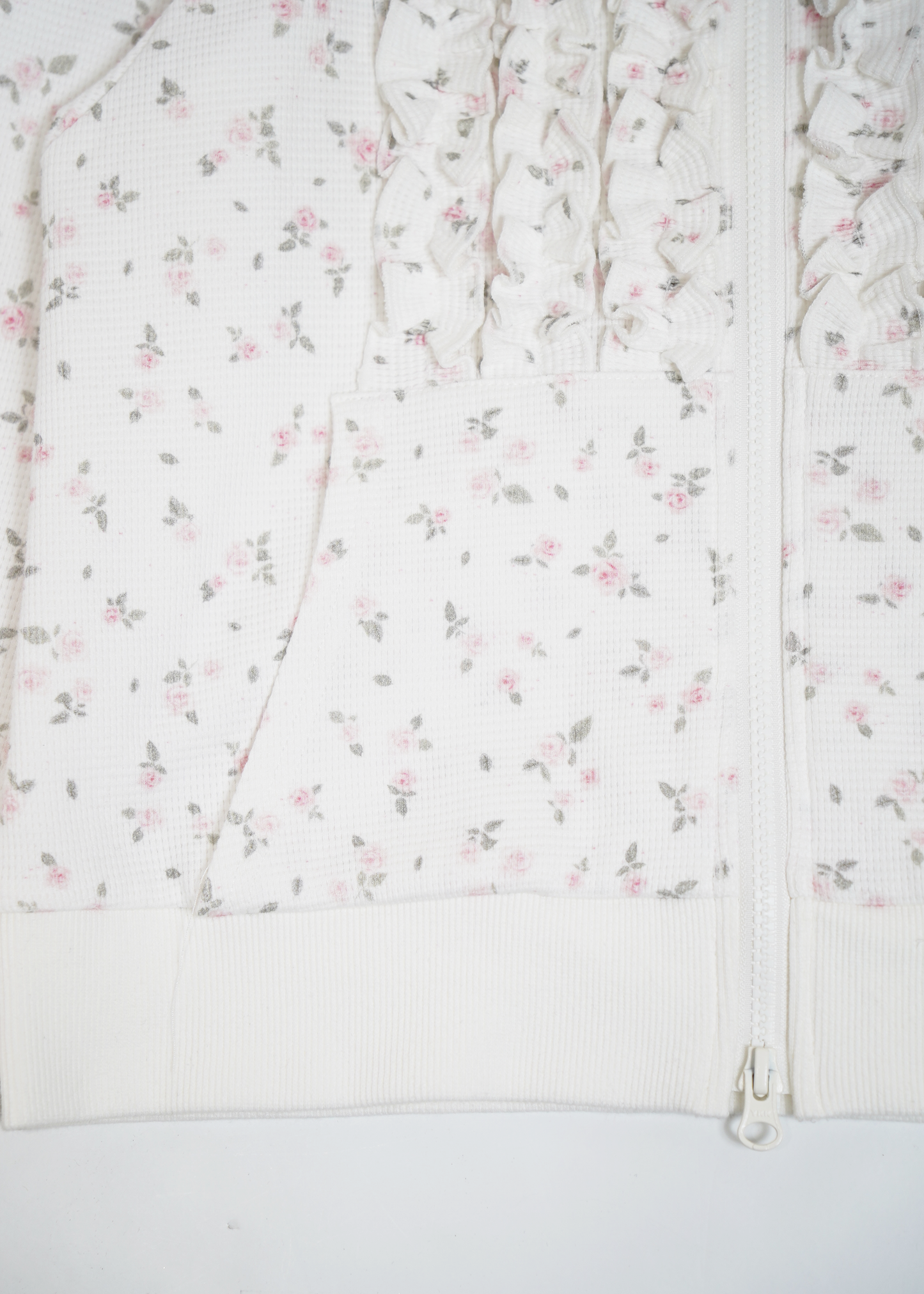 flower waffle zip hoodie
