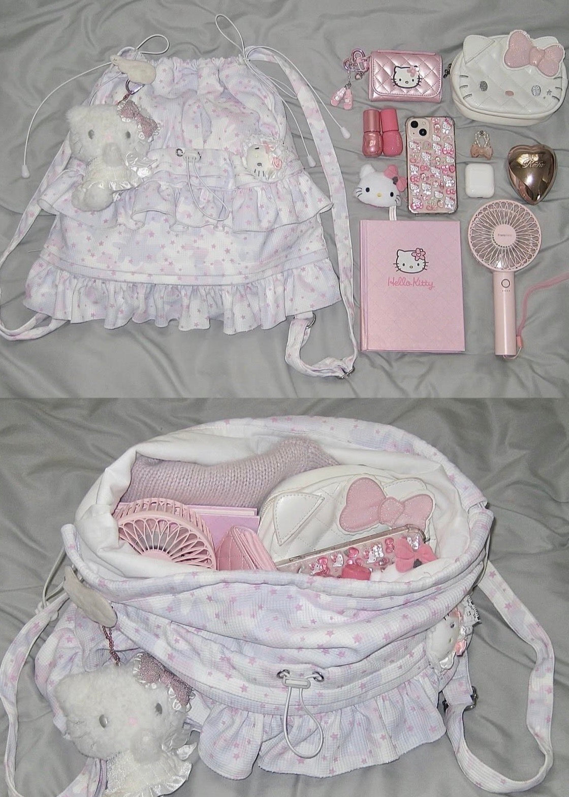milky star camo knapsack