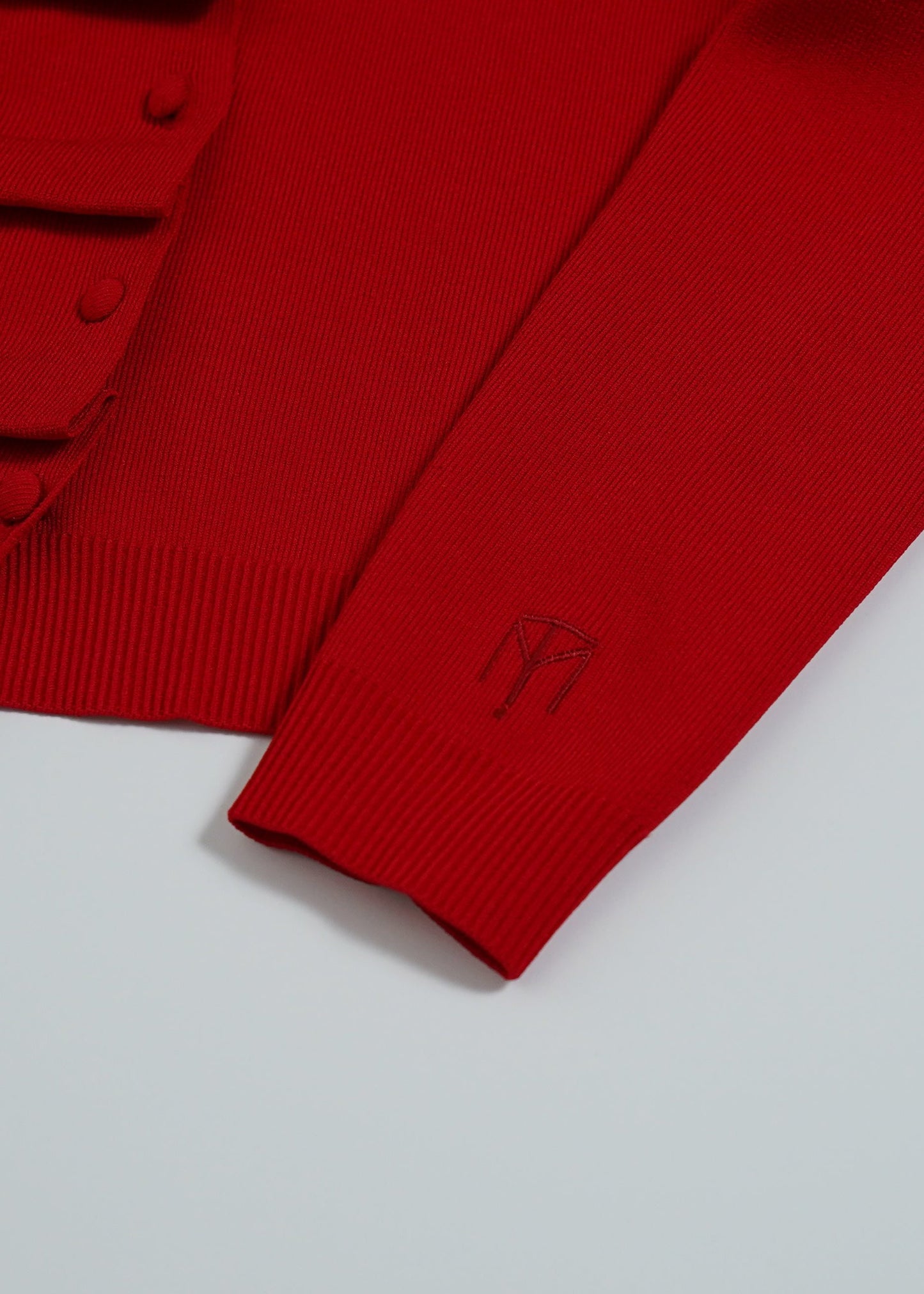 button up knit-RED