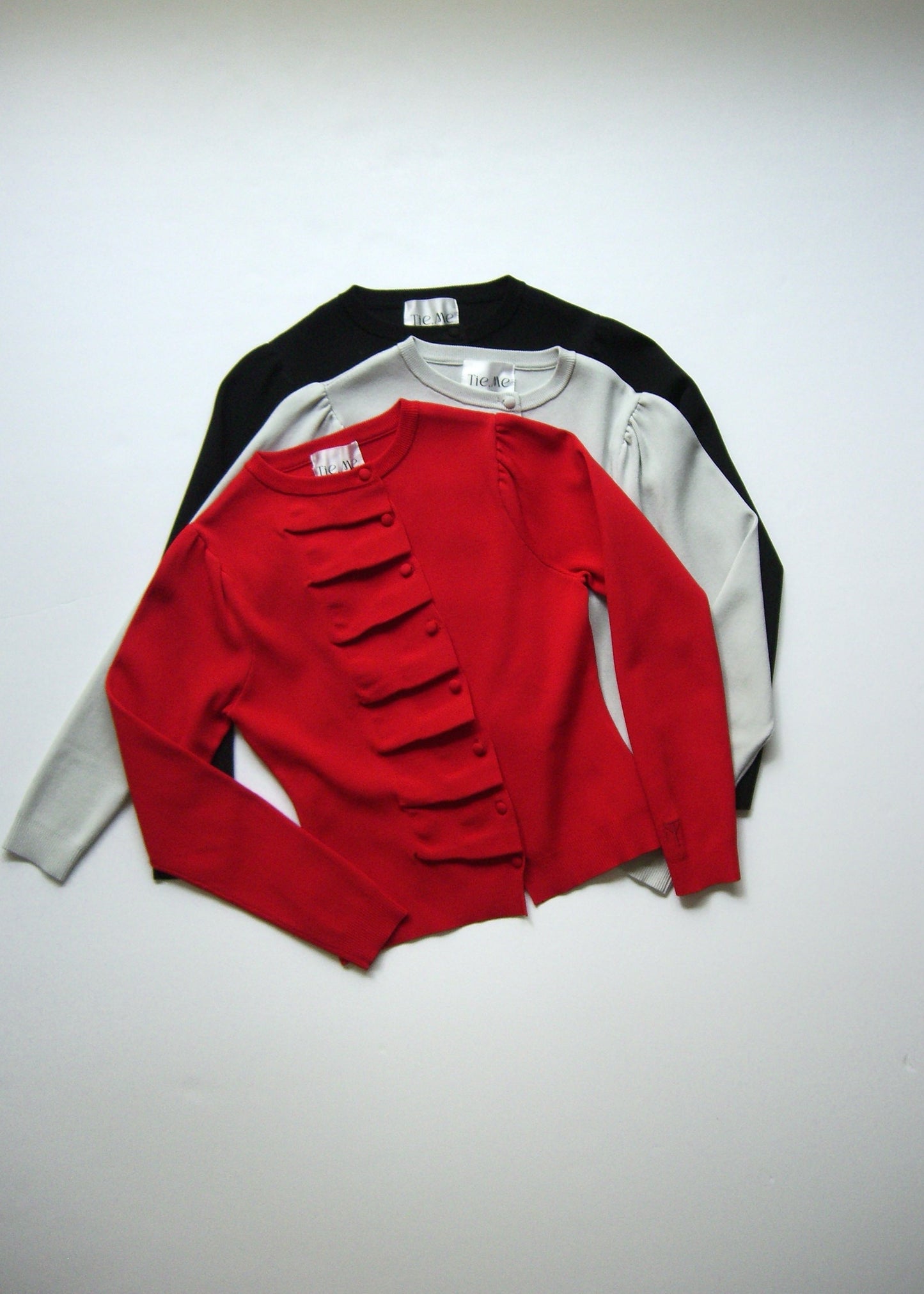 button up knit-RED