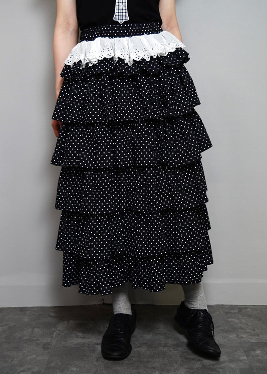 waist lace tiered skirt