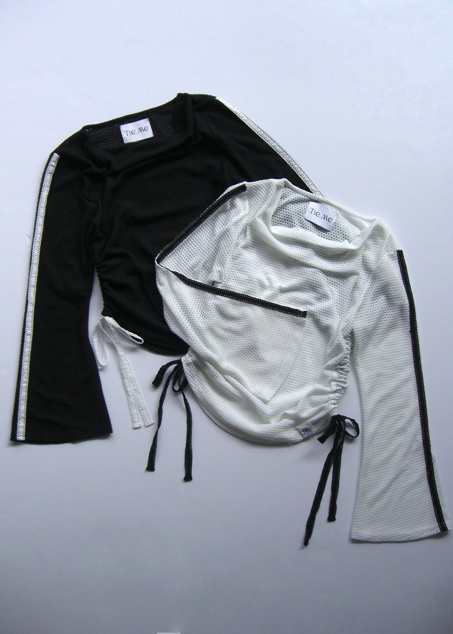 mesh ribbon blouse