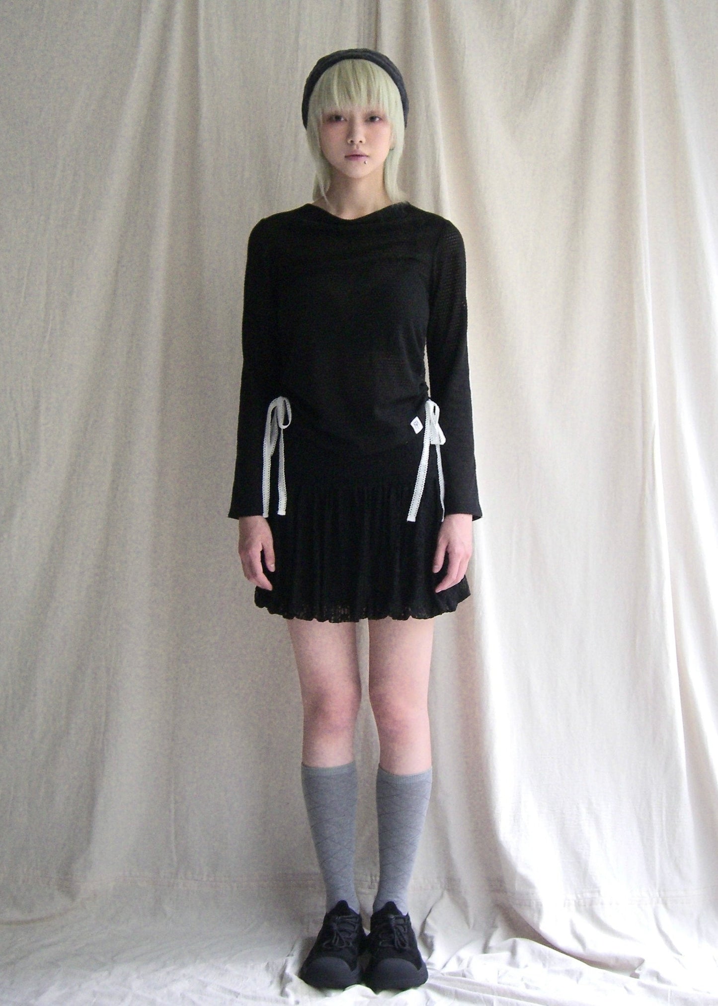 mesh ribbon blouse