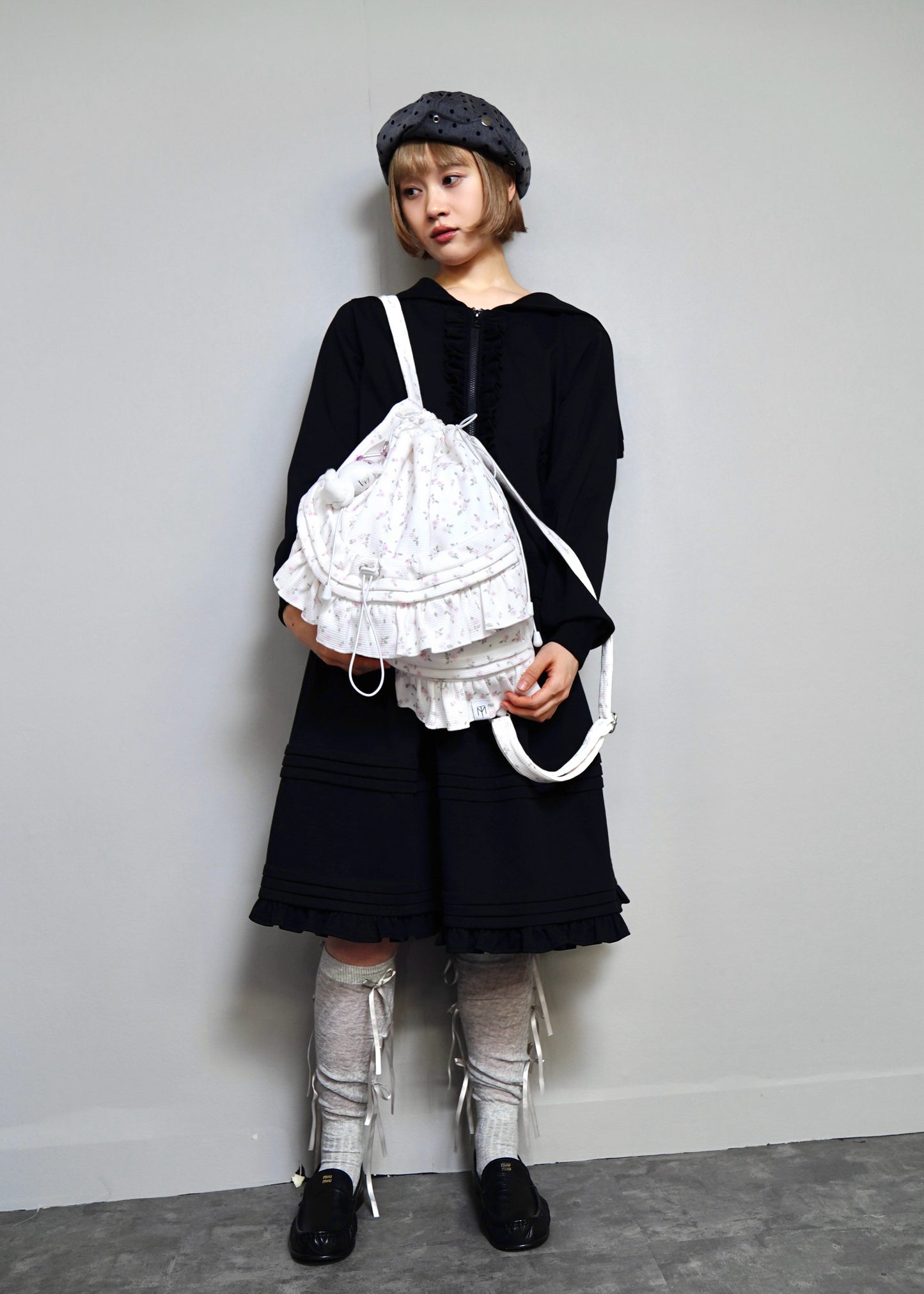 flower waffle frill knapsack