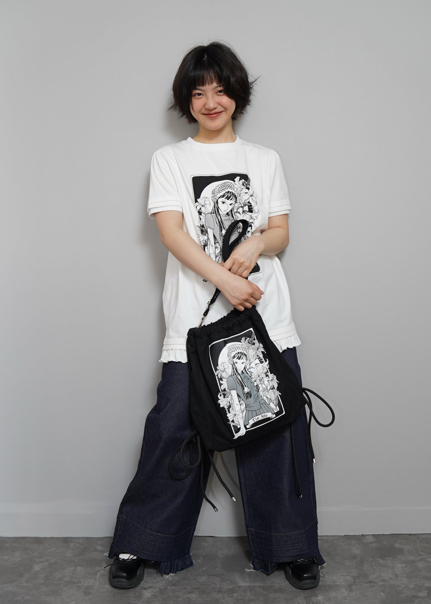 須藤はる奈×Tie.Meコラボ 百合刺繍3Way Bag