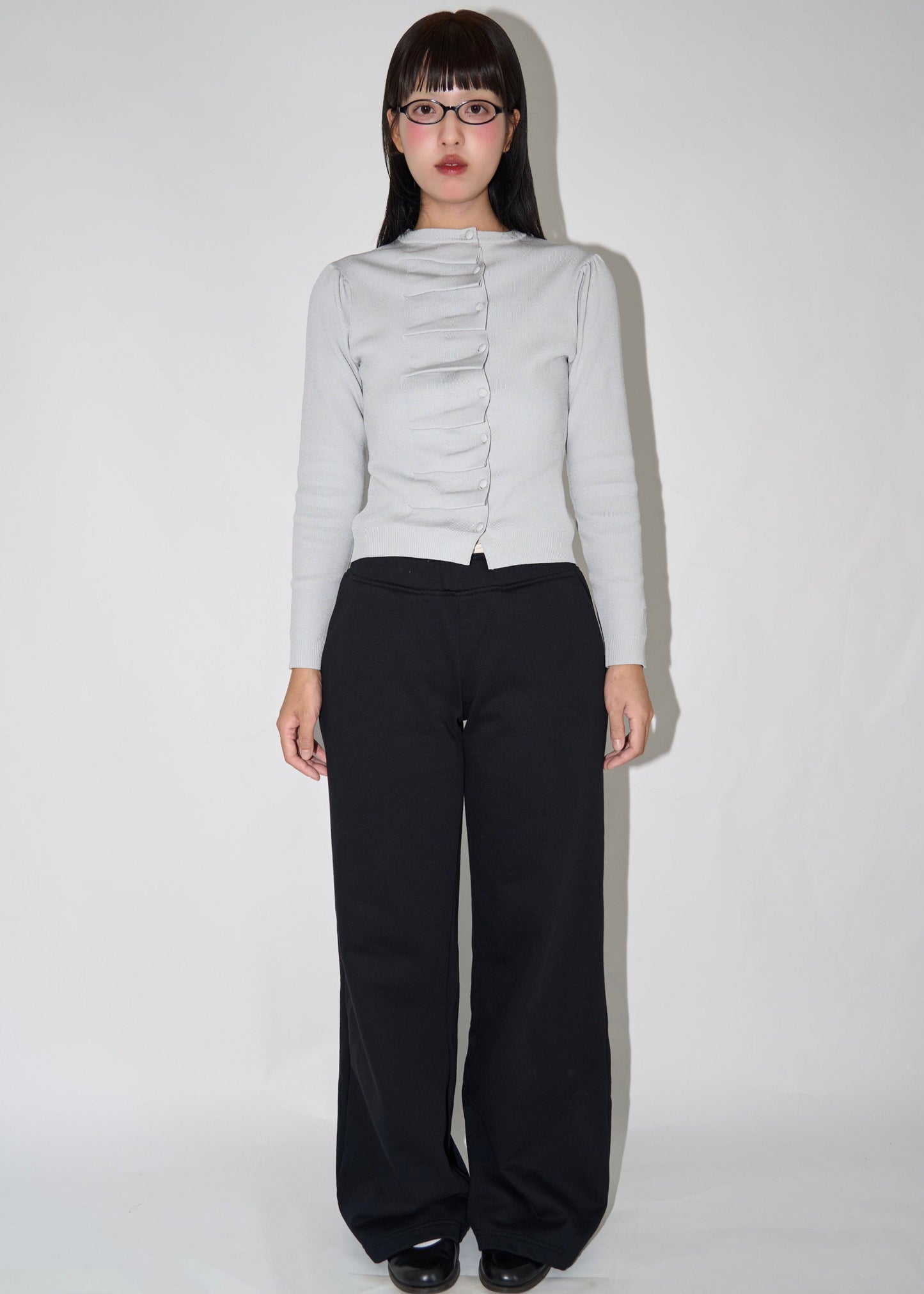 button up knit-GRAY
