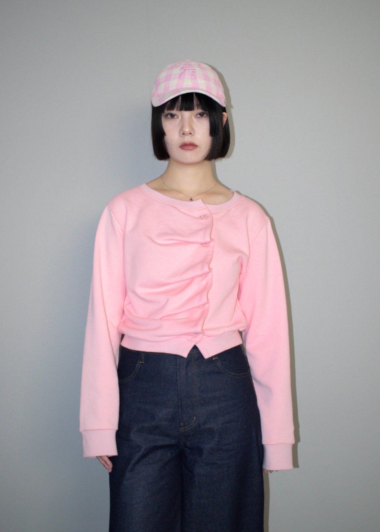 button up sweatshirt-PINK