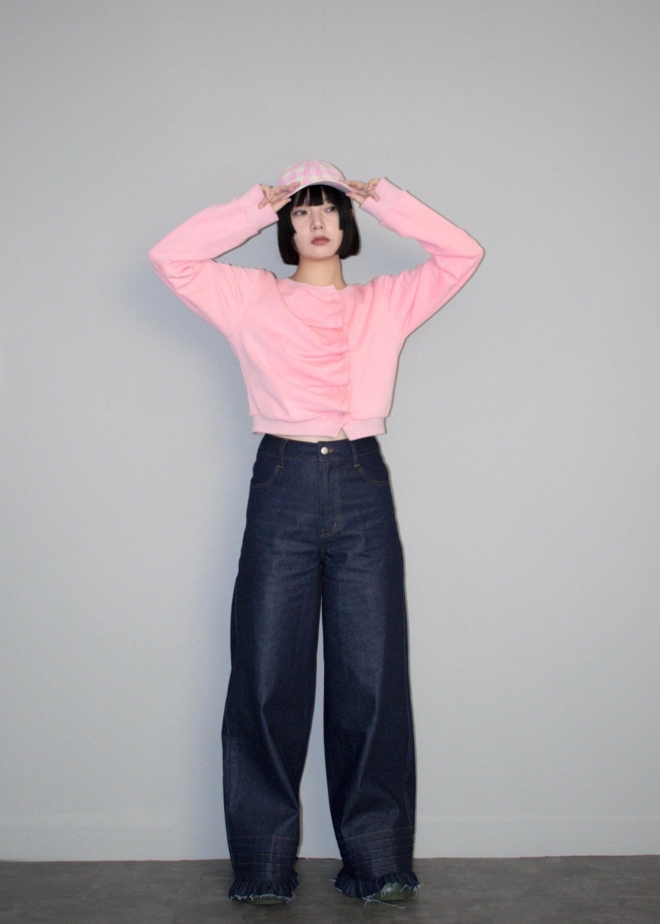 button up sweatshirt-PINK