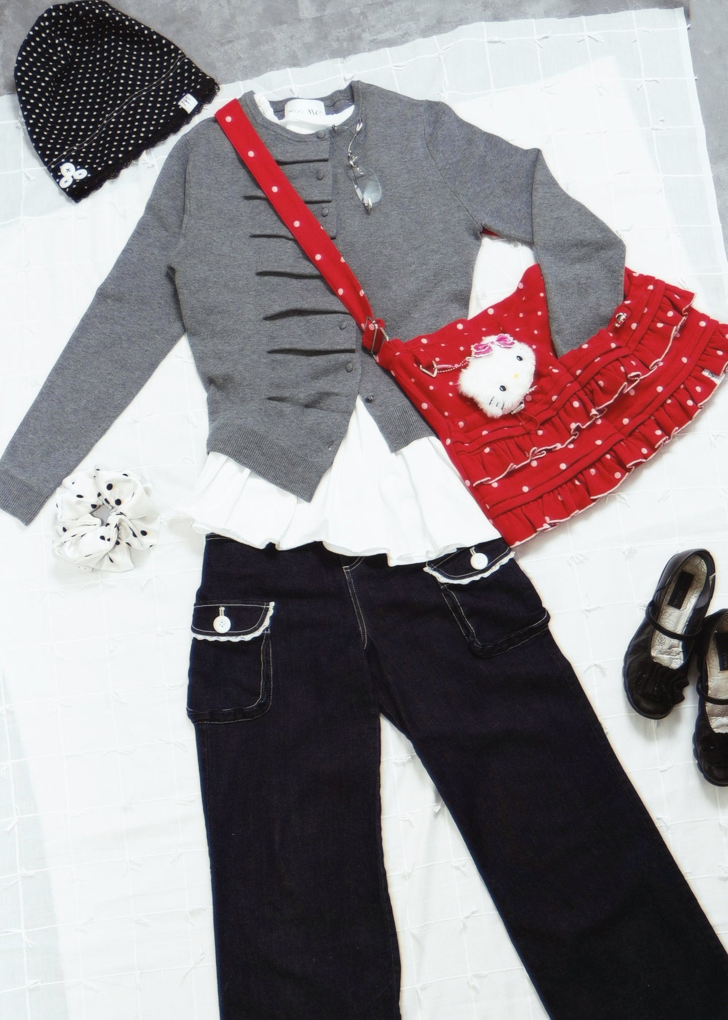 dot frill 2-way tote bag