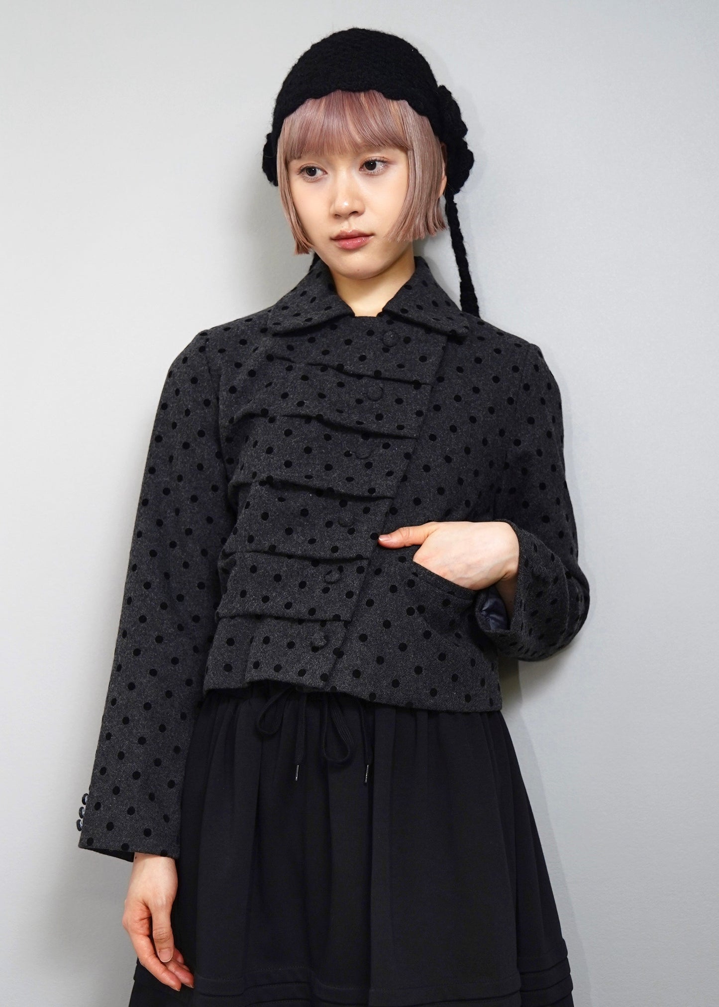 button up wool jacket-DOT