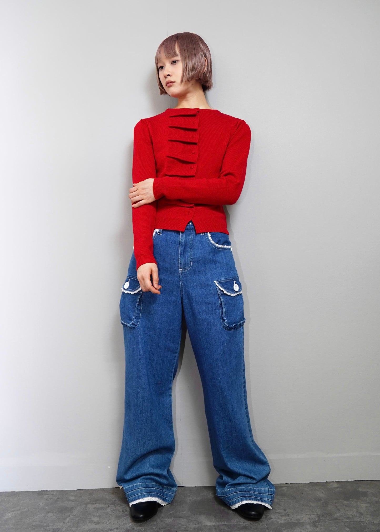 button up knit-slim fit