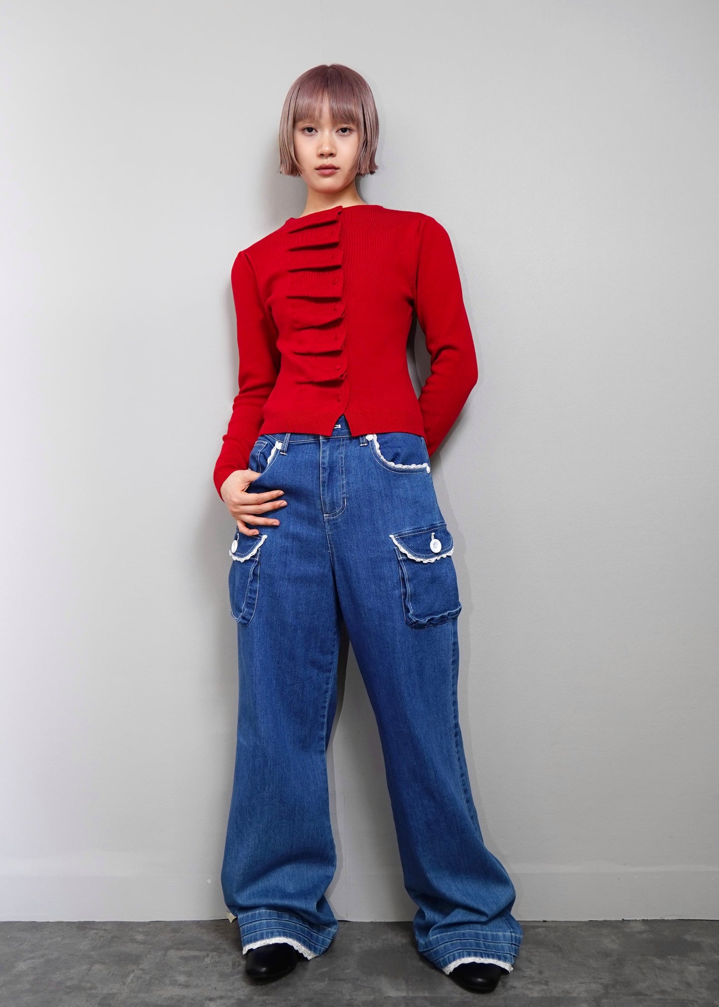 button up knit-slim fit