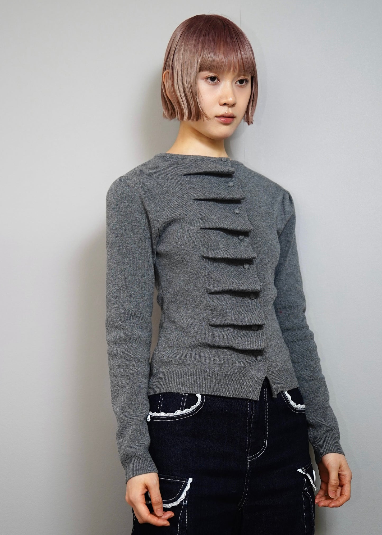 button up knit-slim fit