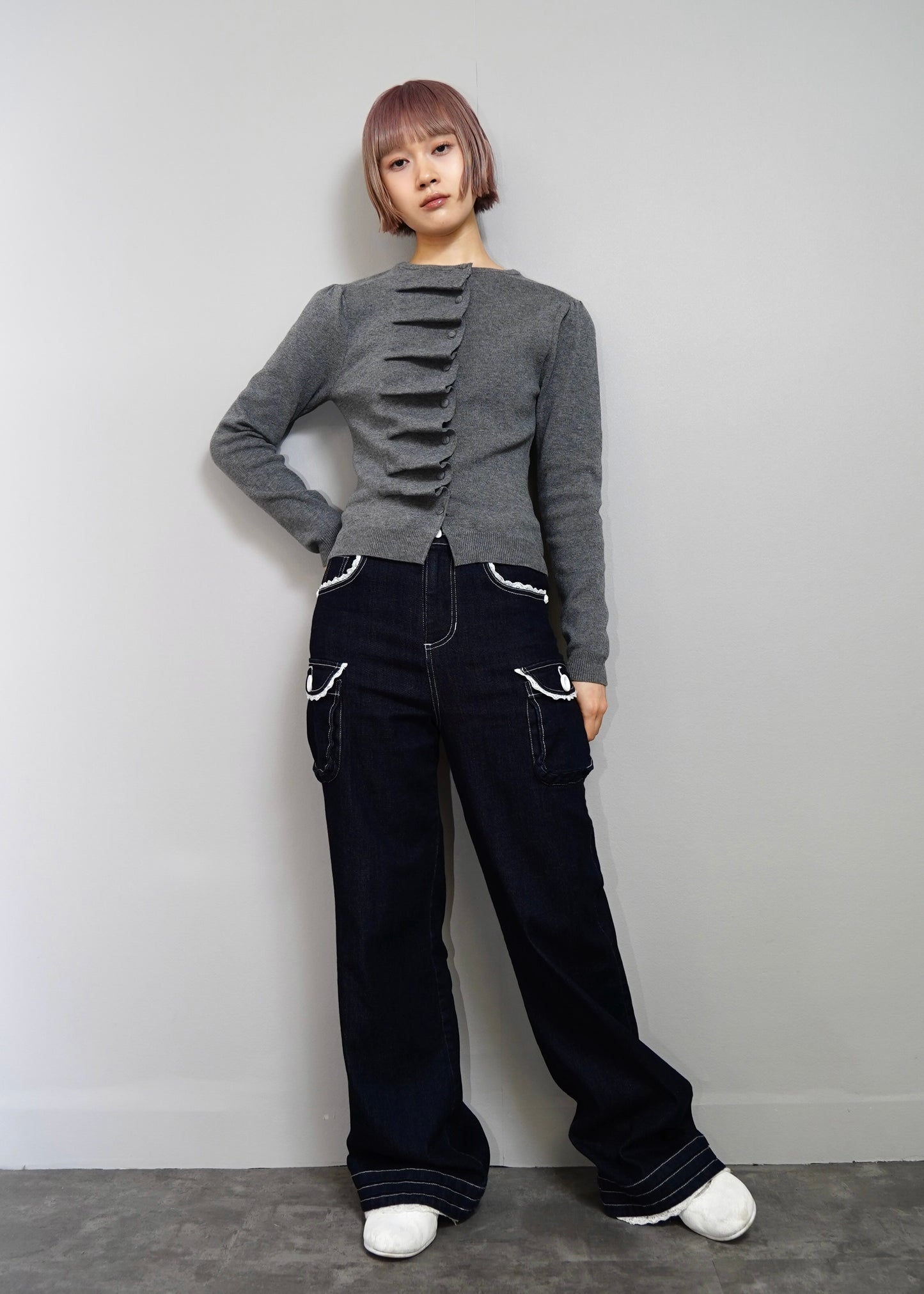 button up knit-slim fit
