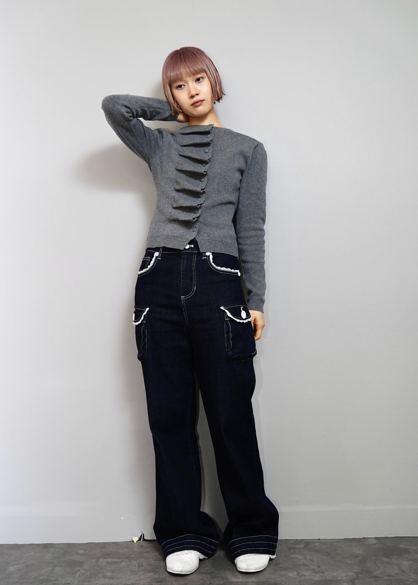button up knit-slim fit