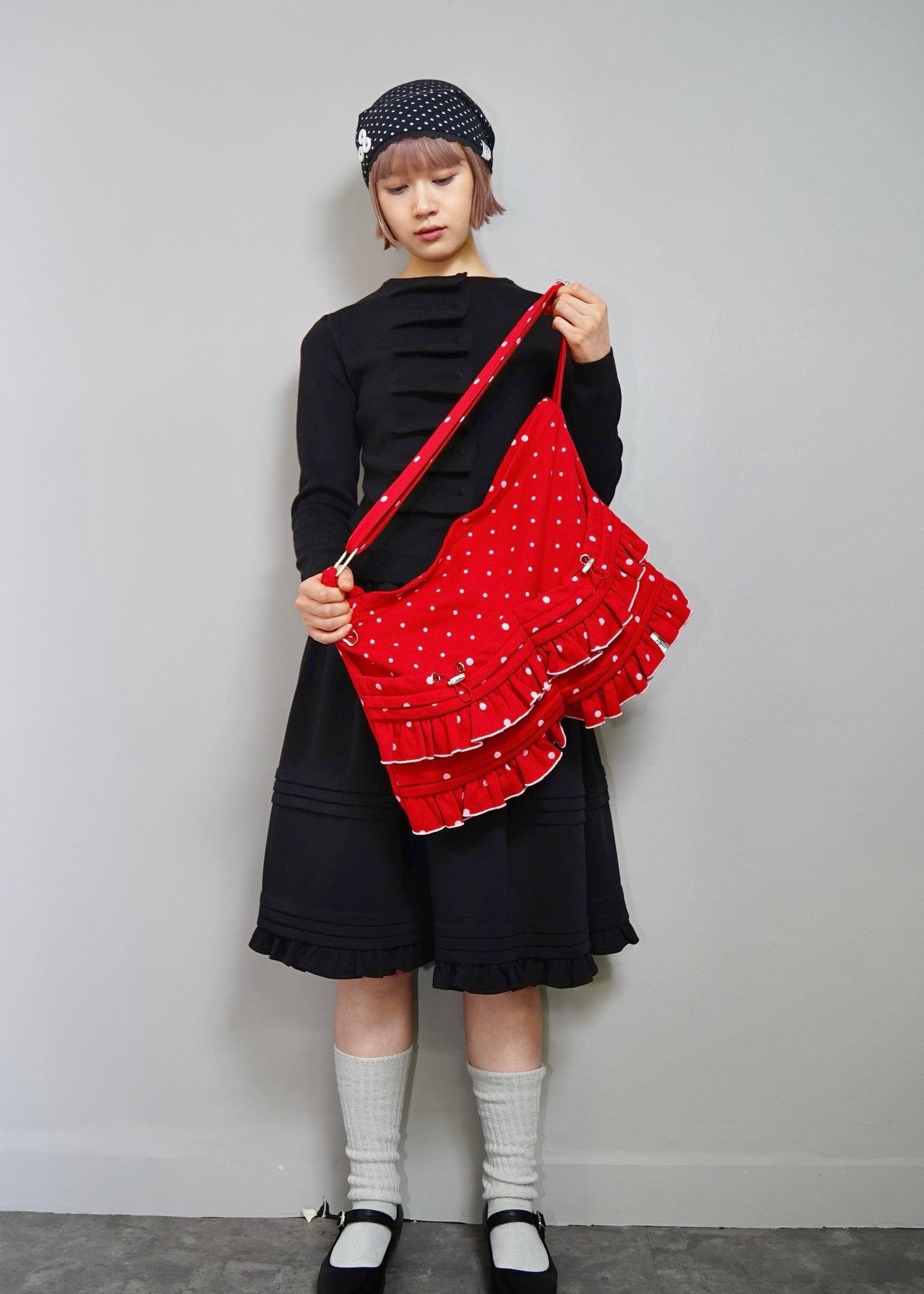 dot frill 2-way tote bag