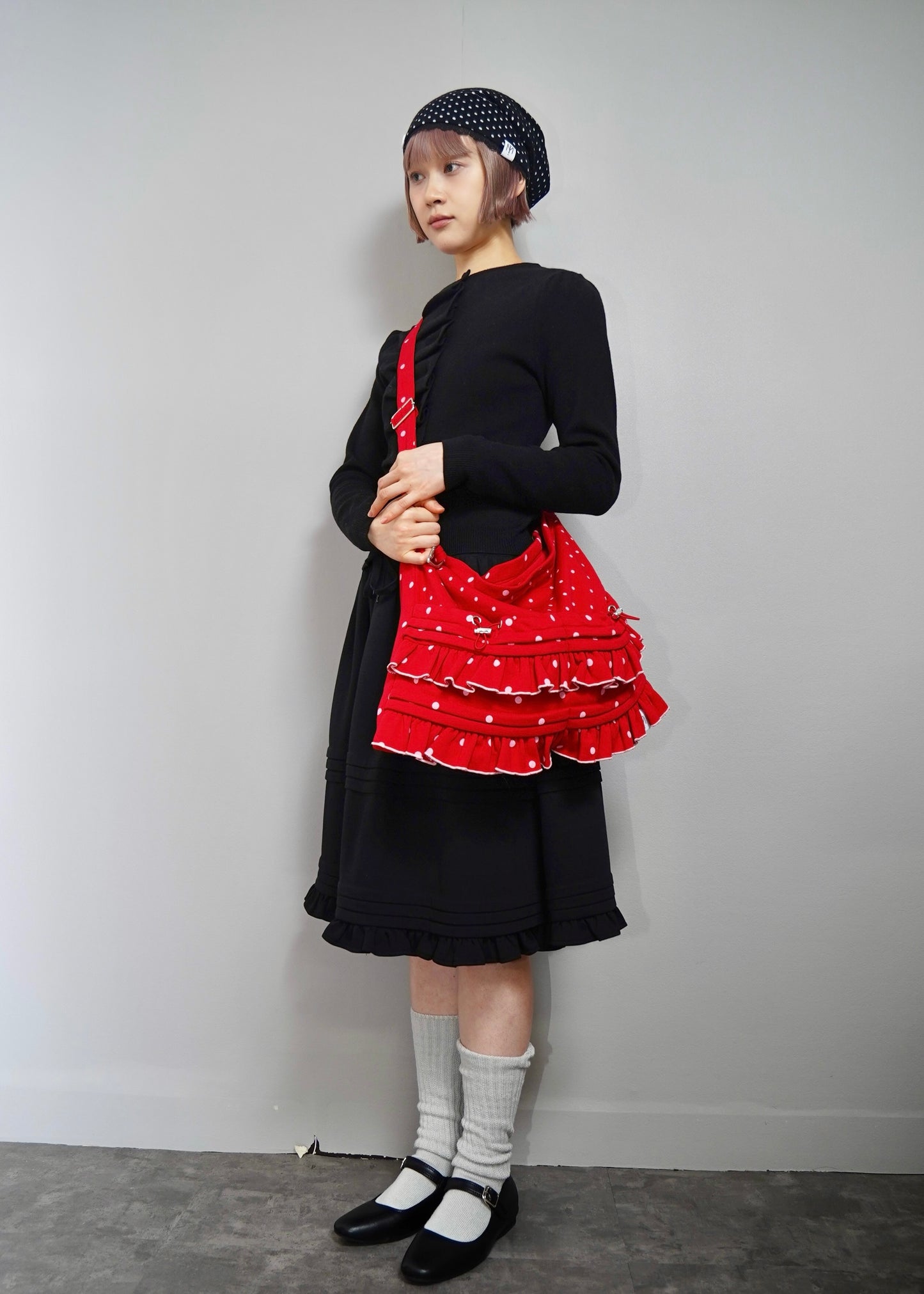 dot frill 2-way tote bag