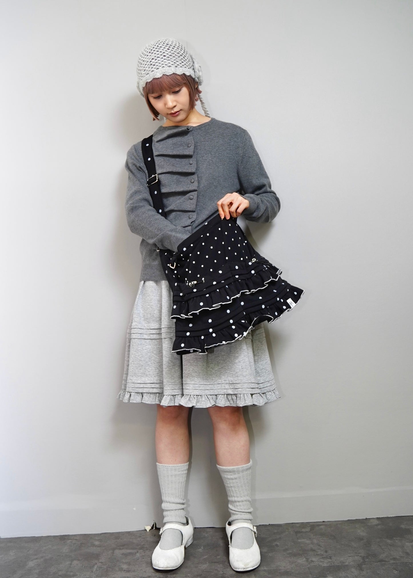 dot frill 2-way tote bag