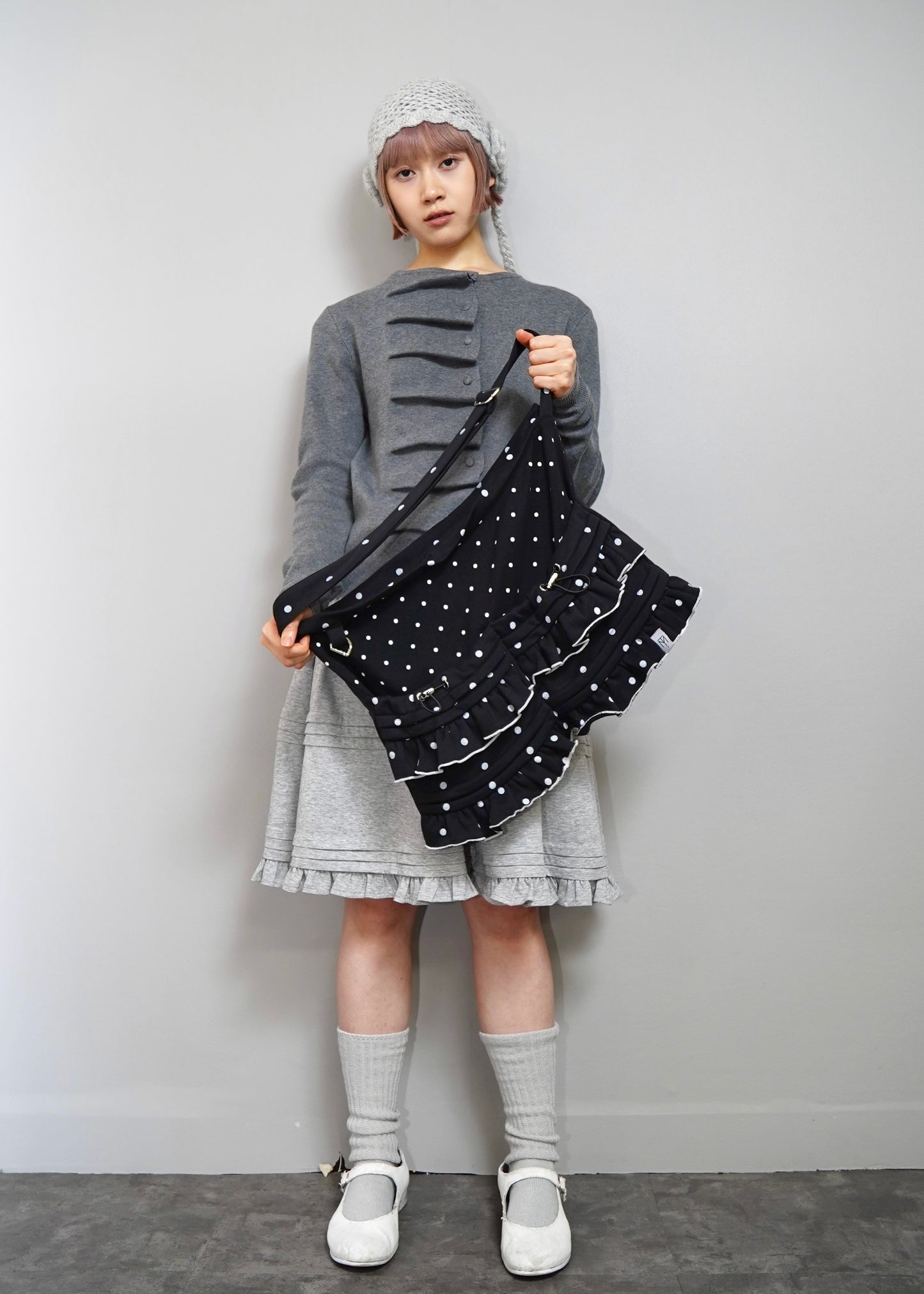dot frill 2-way tote bag