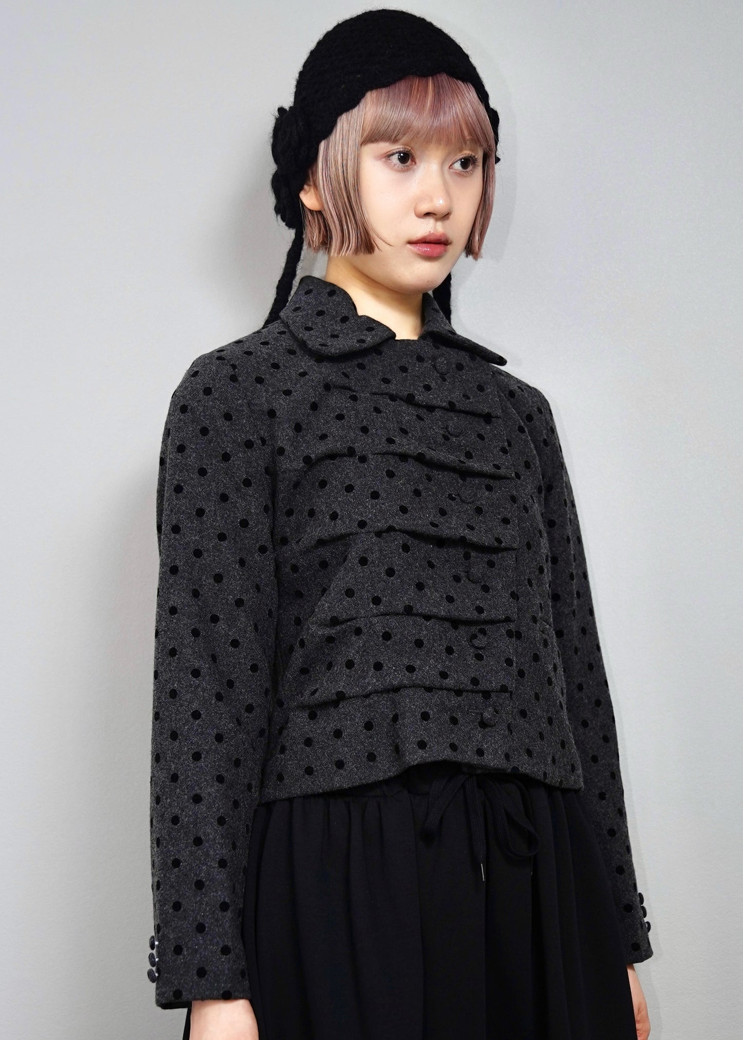 button up wool jacket-DOT
