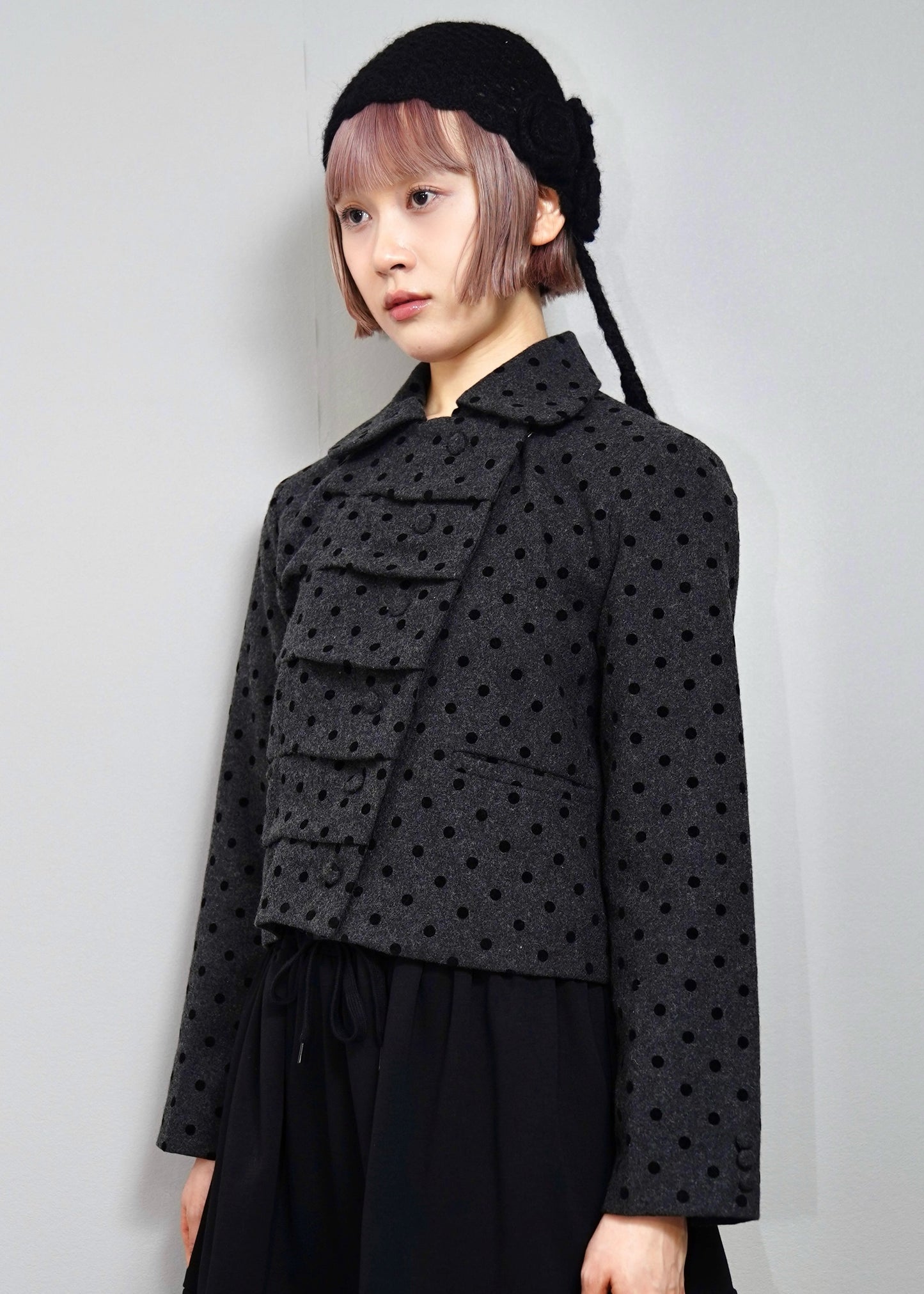 button up wool jacket-DOT