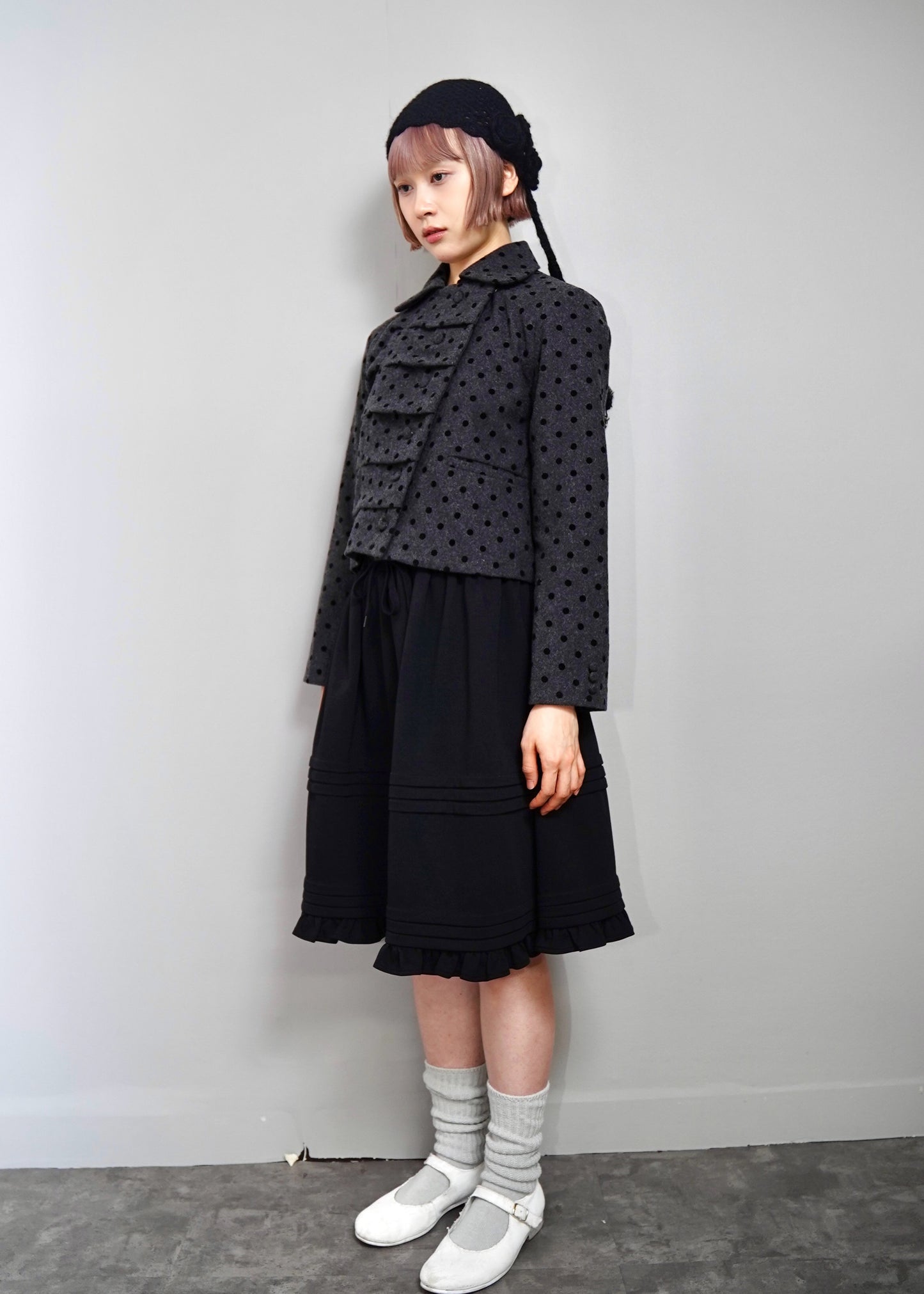 button up wool jacket-DOT