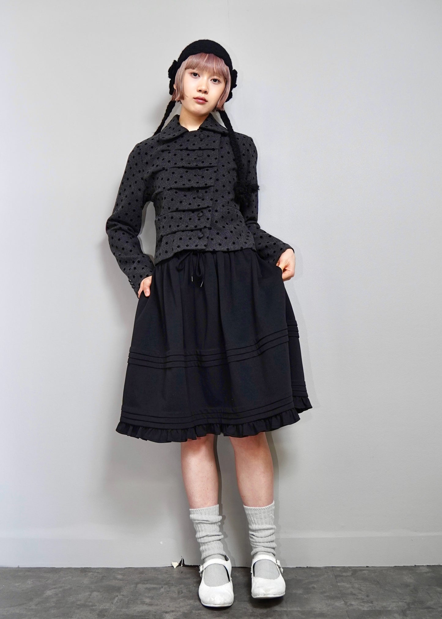 button up wool jacket-DOT