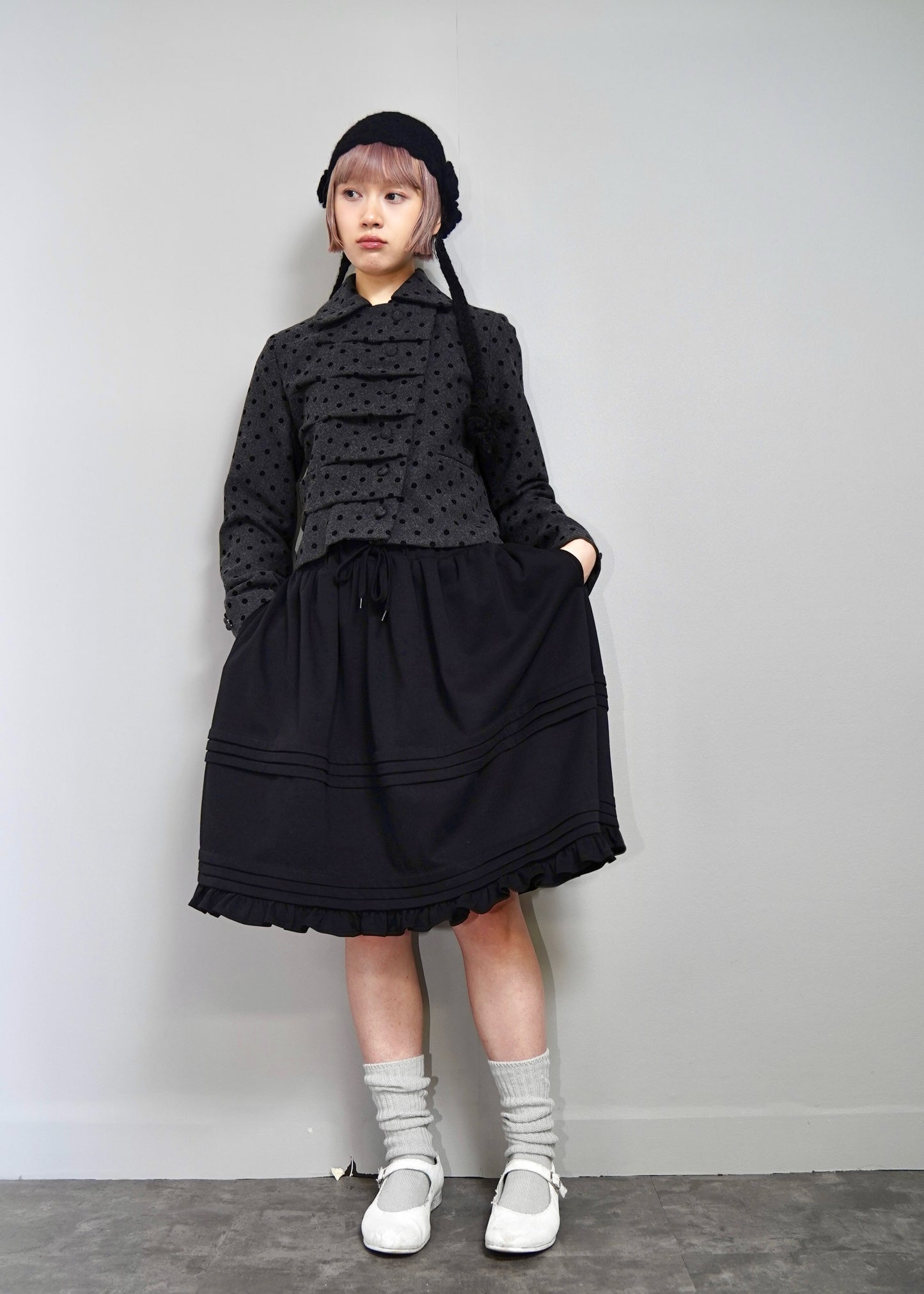 button up wool jacket-DOT