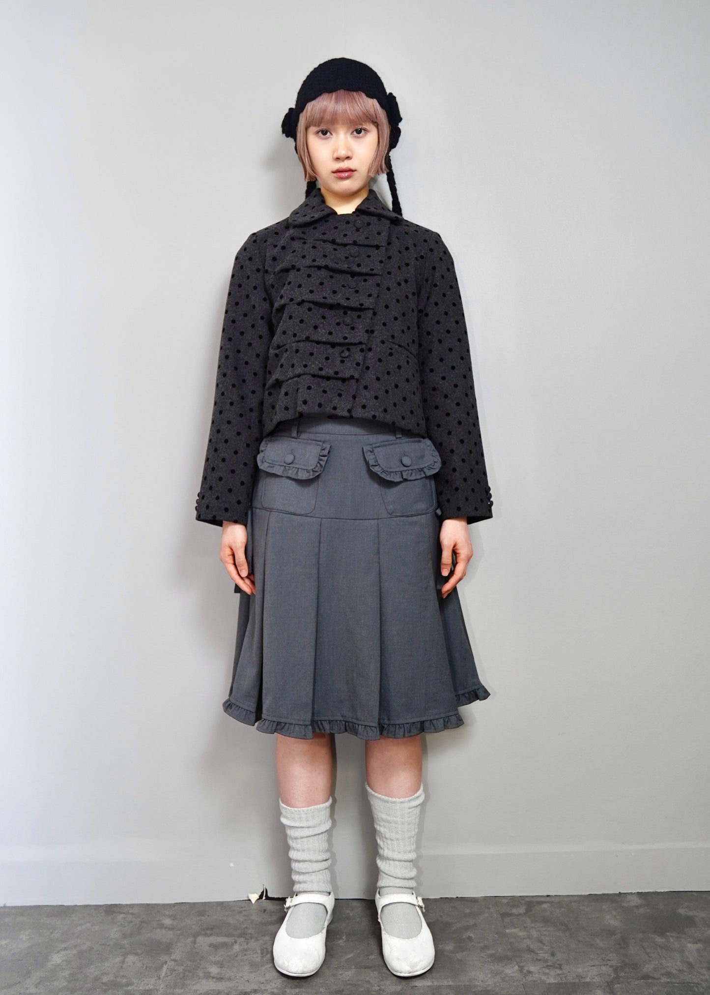 button up wool jacket-DOT