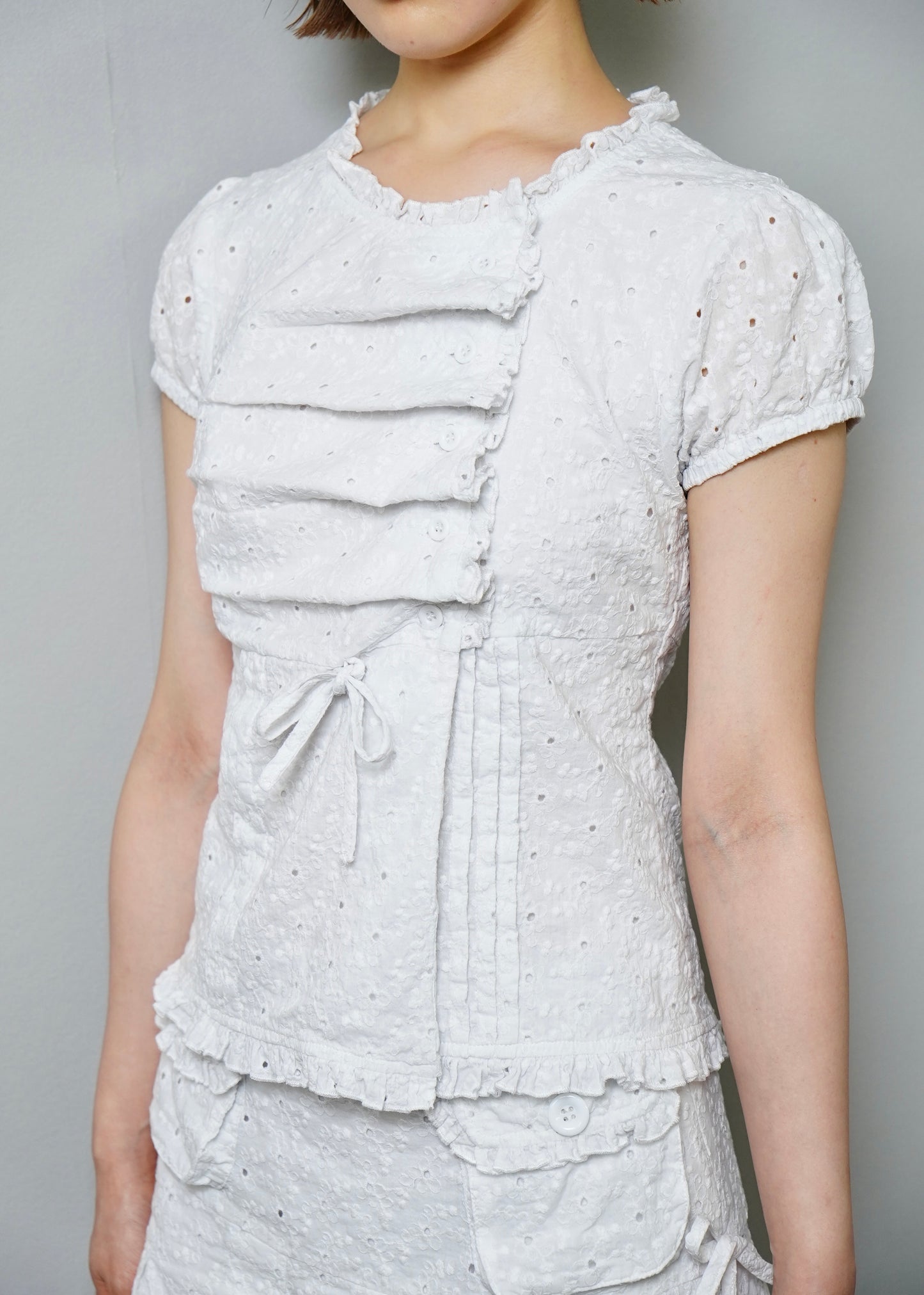 button up flora blouse