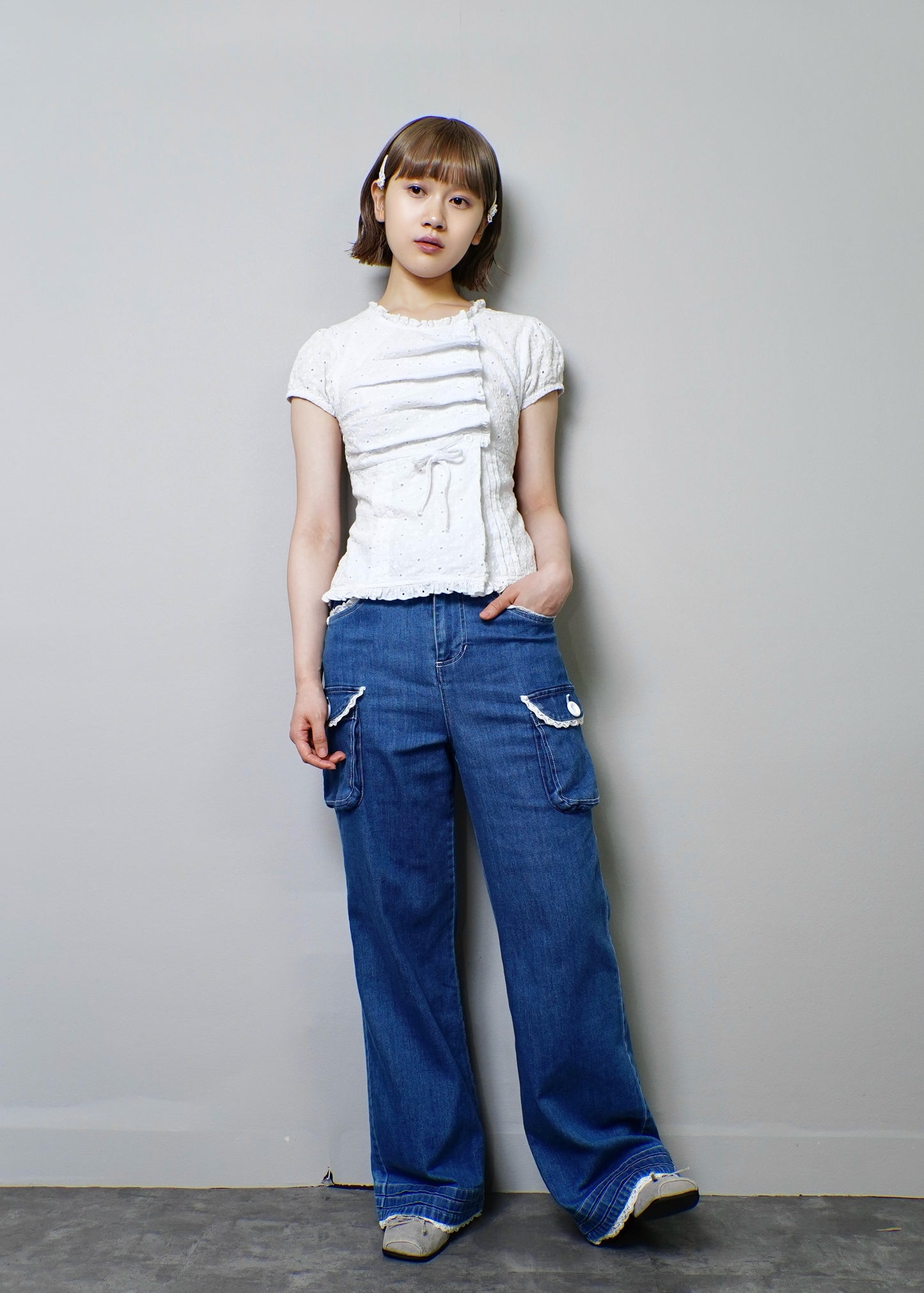 button up flora blouse