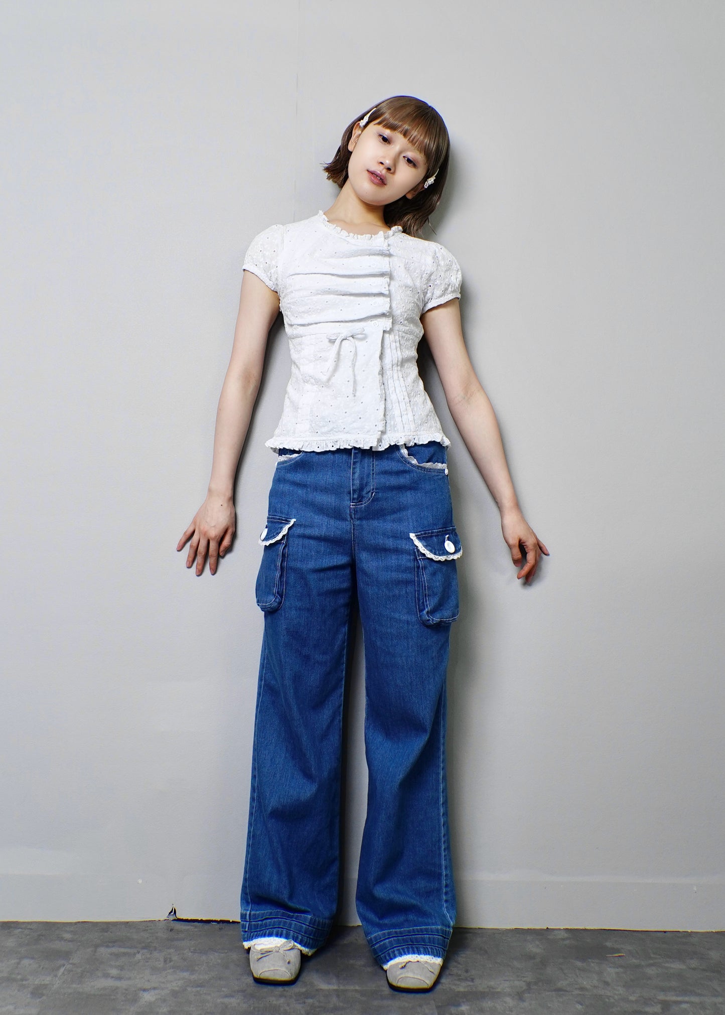 button up flora blouse