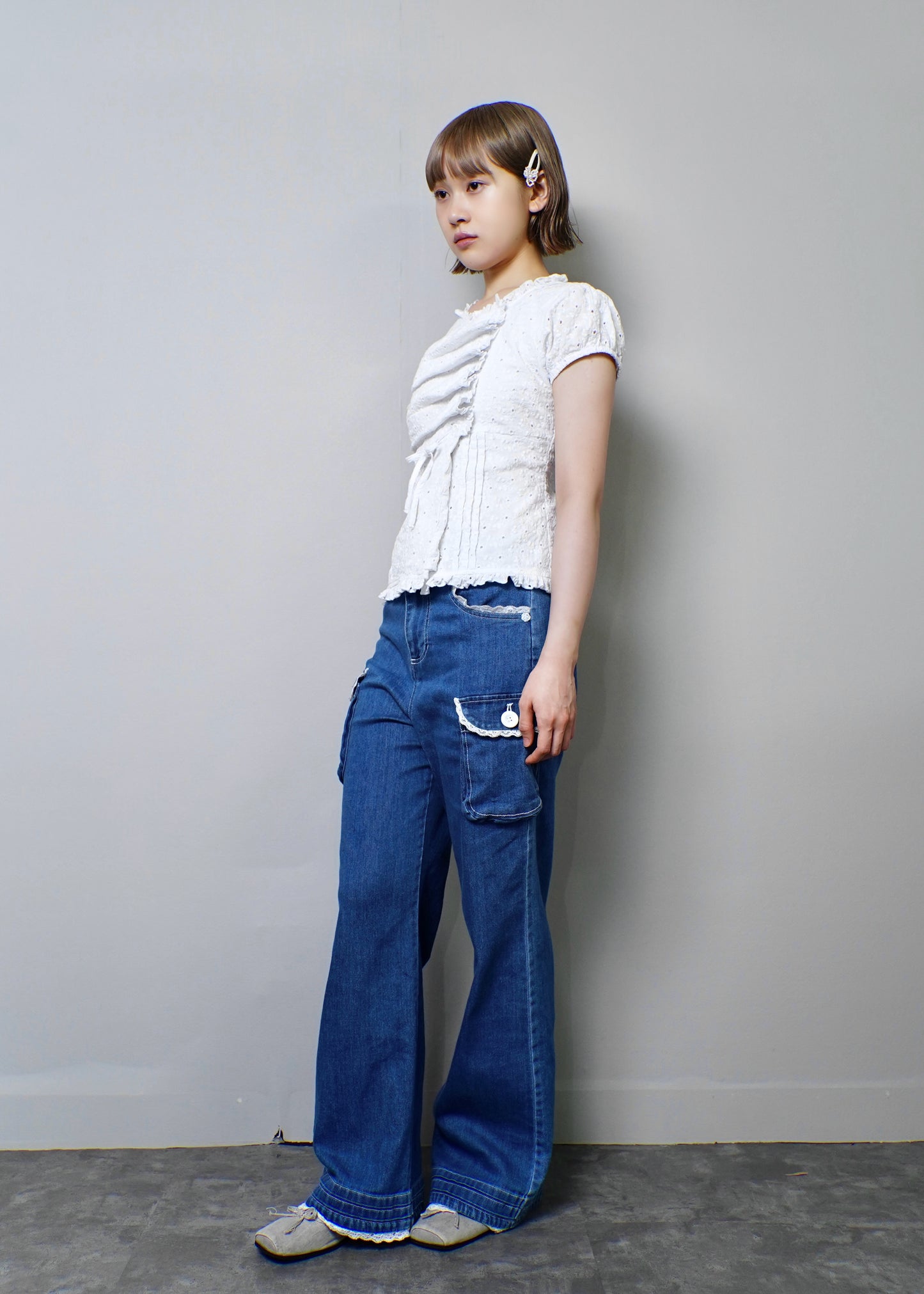 button up flora blouse