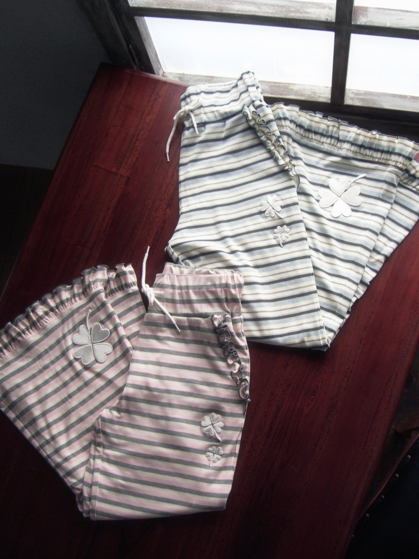 lucky clover stripe flare pants