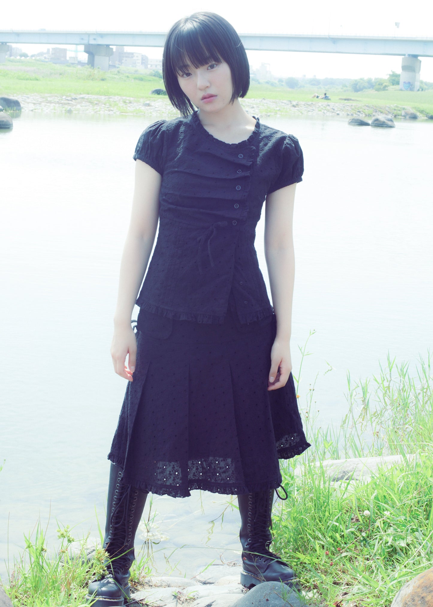 button up flora blouse
